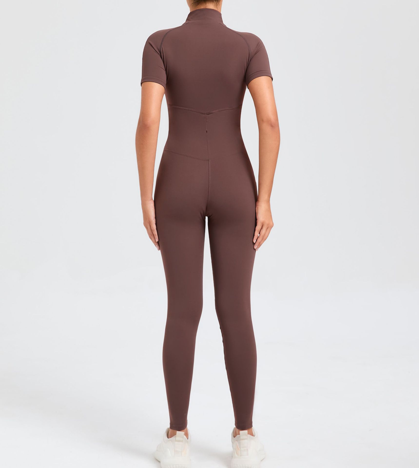 Zippered Short-Sleeved Yoga Jumpsuit For Sports Sumpsuit  QS50320