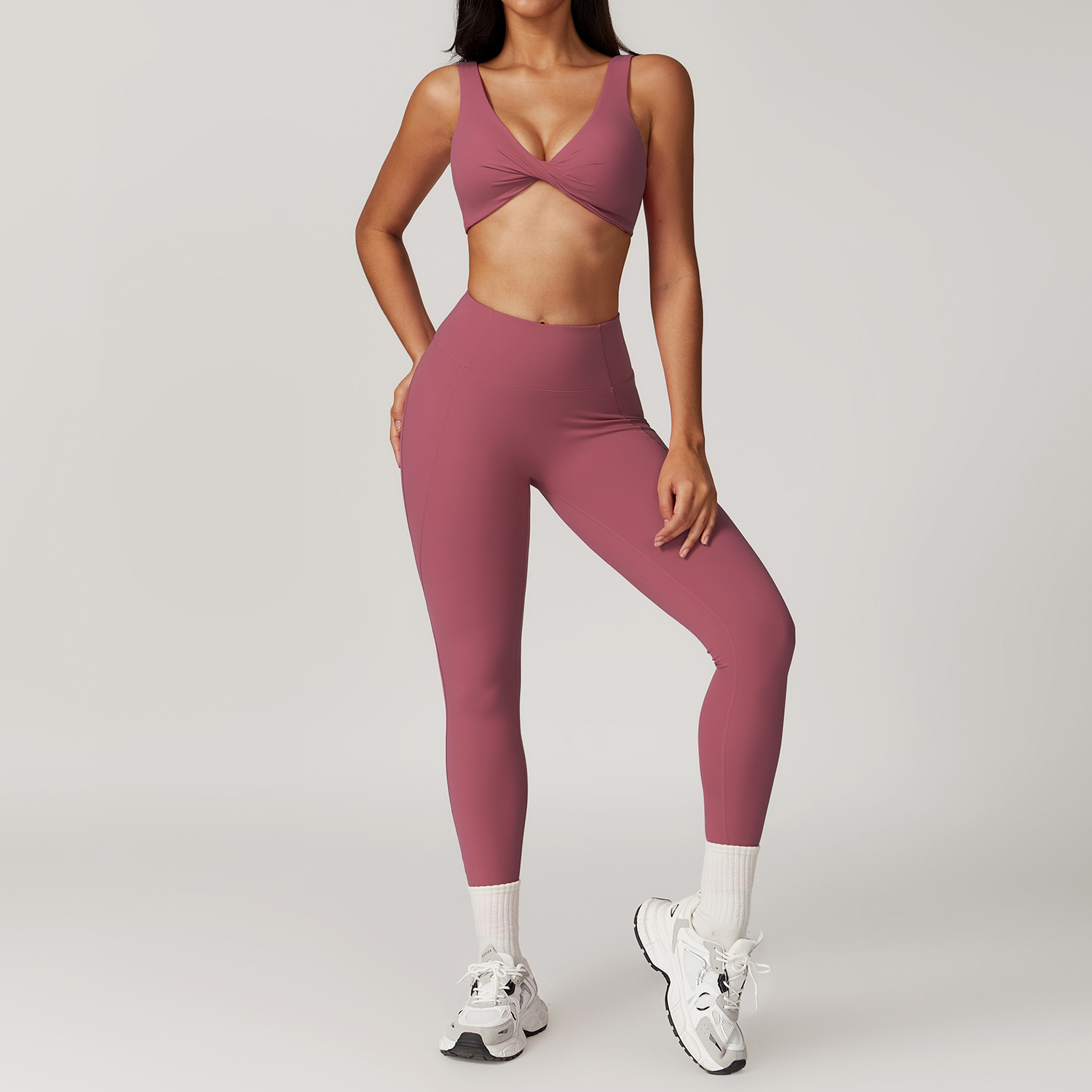 Soft Fabirc Crop Top Yoga Sets 3 Options 8796