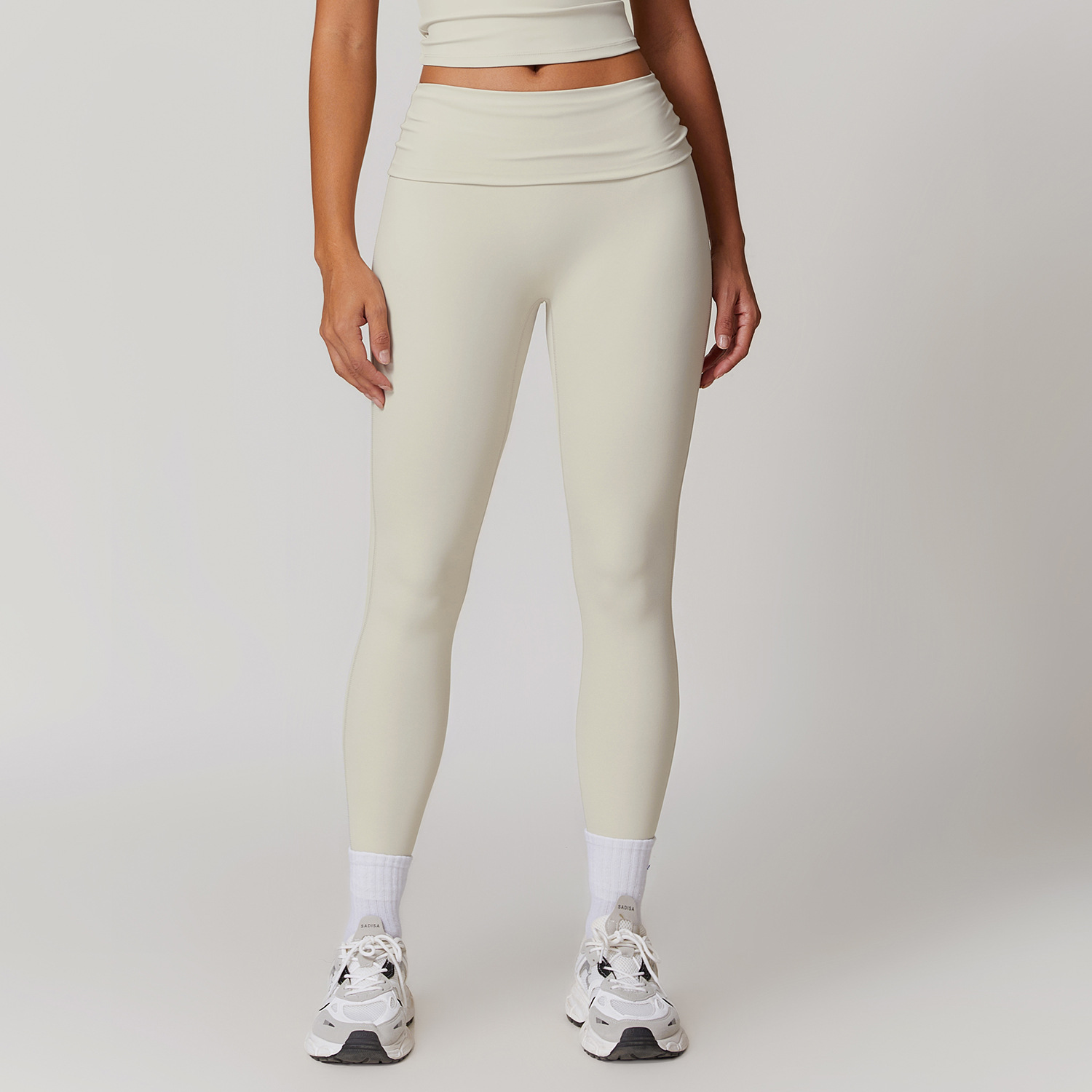 Soft Fabric Folded Waist Yoga Leggings