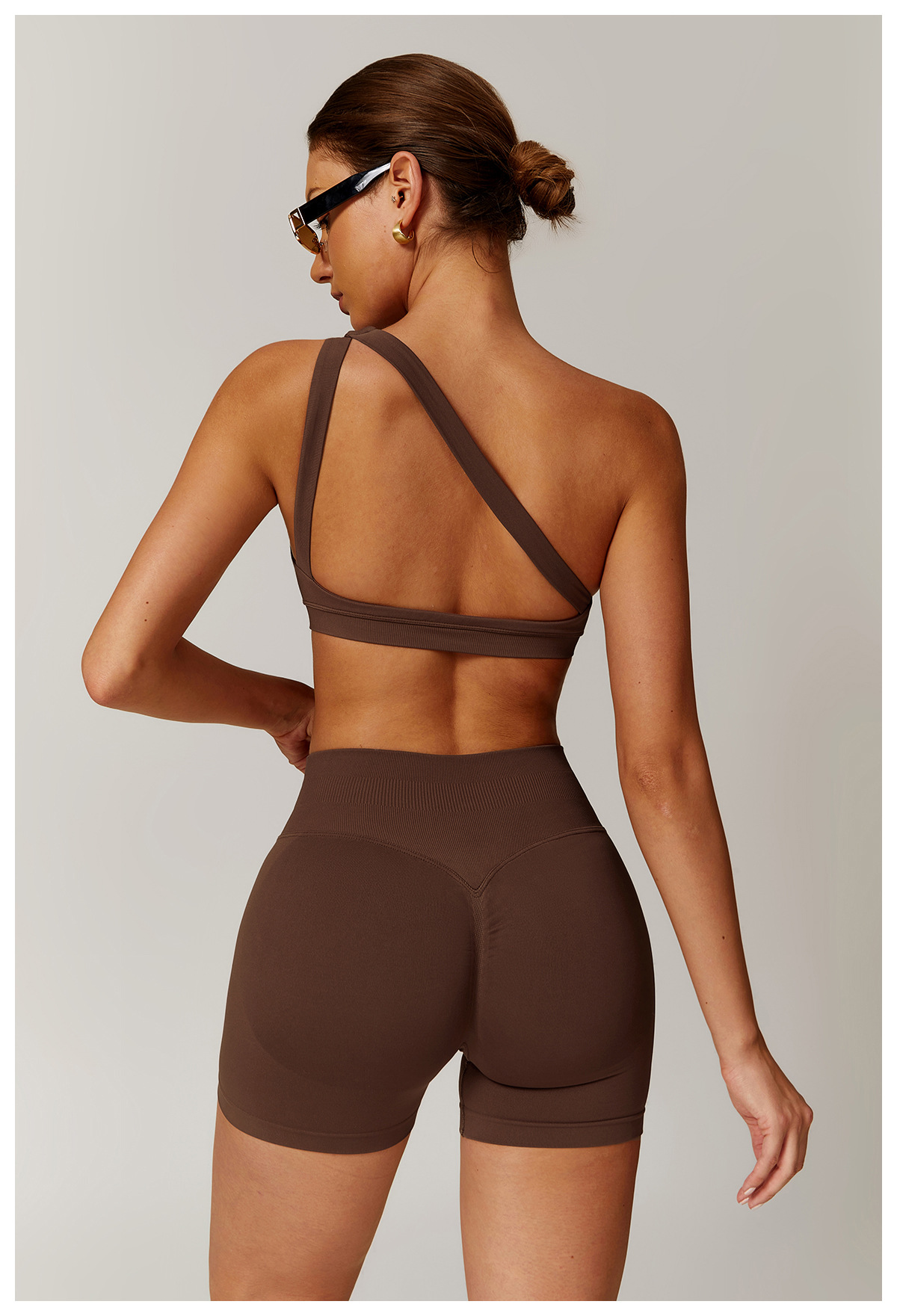 Seamless One Shoulder & Halter Scrunch Yoga Sets 7755