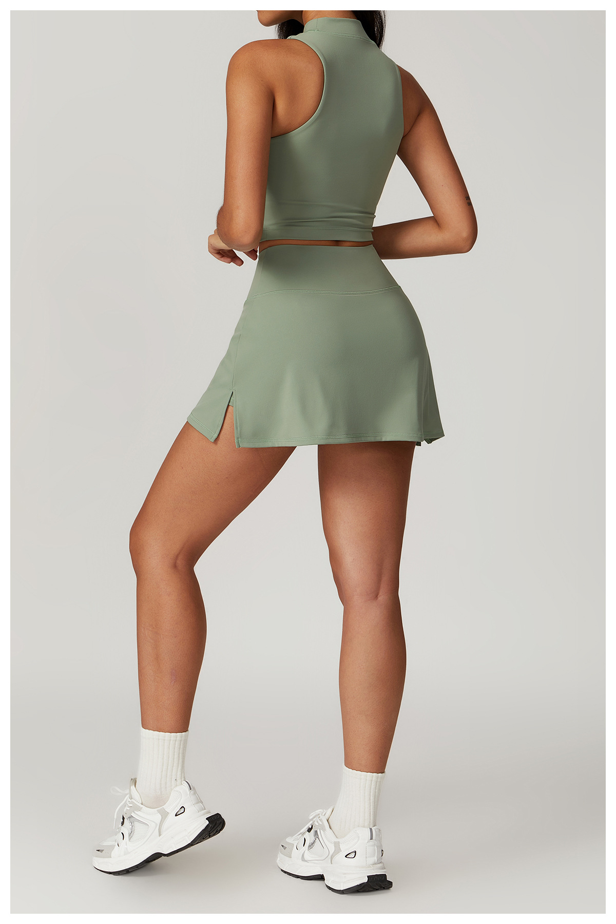 Soft Fabirc Crop Top Tennis Skirt Sets 2 Options 8796