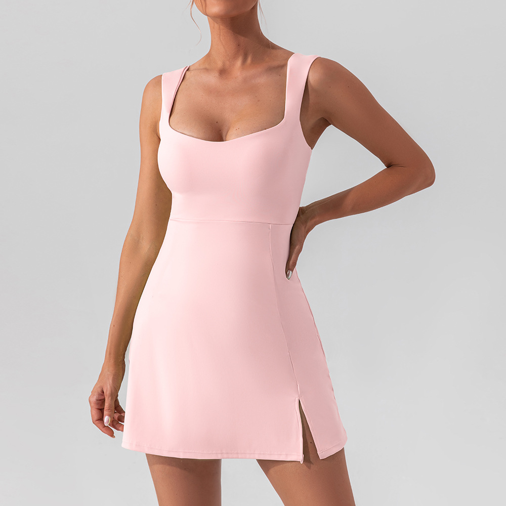 Sexy Halter Solid Color Yoga Tennis Dress YW982L