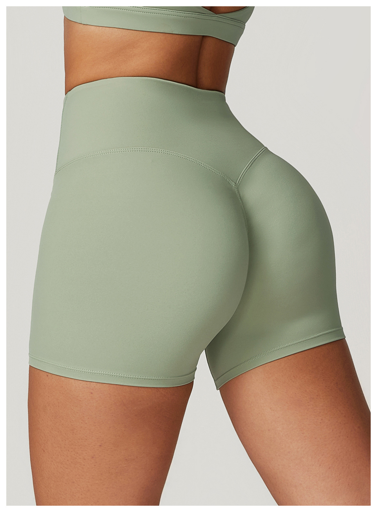 Soft Fabric High Waist Scrunch Yoga Shorts 8047