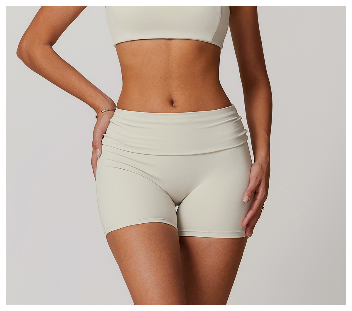 Soft Fabric Folded Waist Yoga Shorts