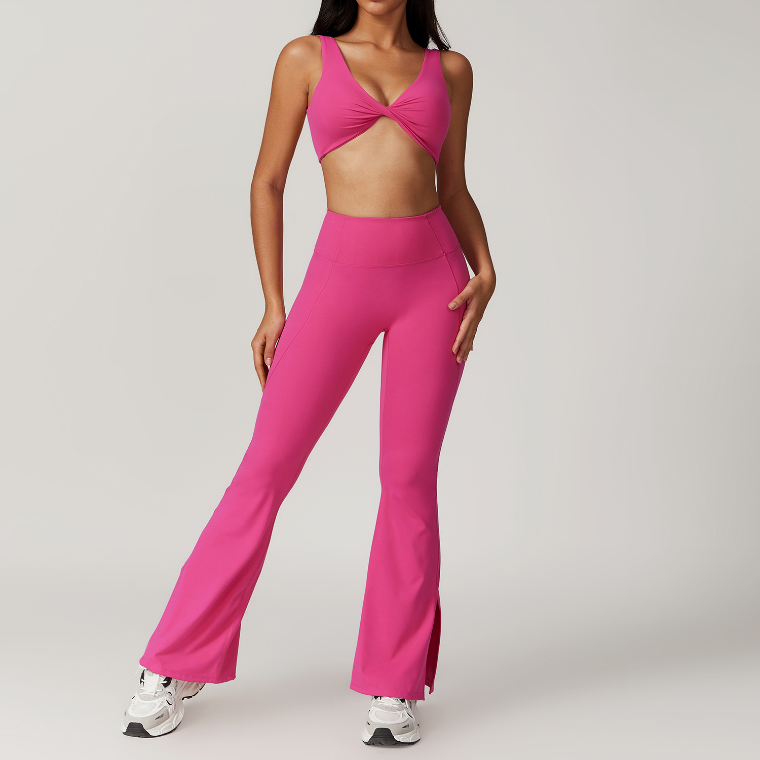 Soft Fabirc Crop Top Flare Yoga Sets 3 Options 8796