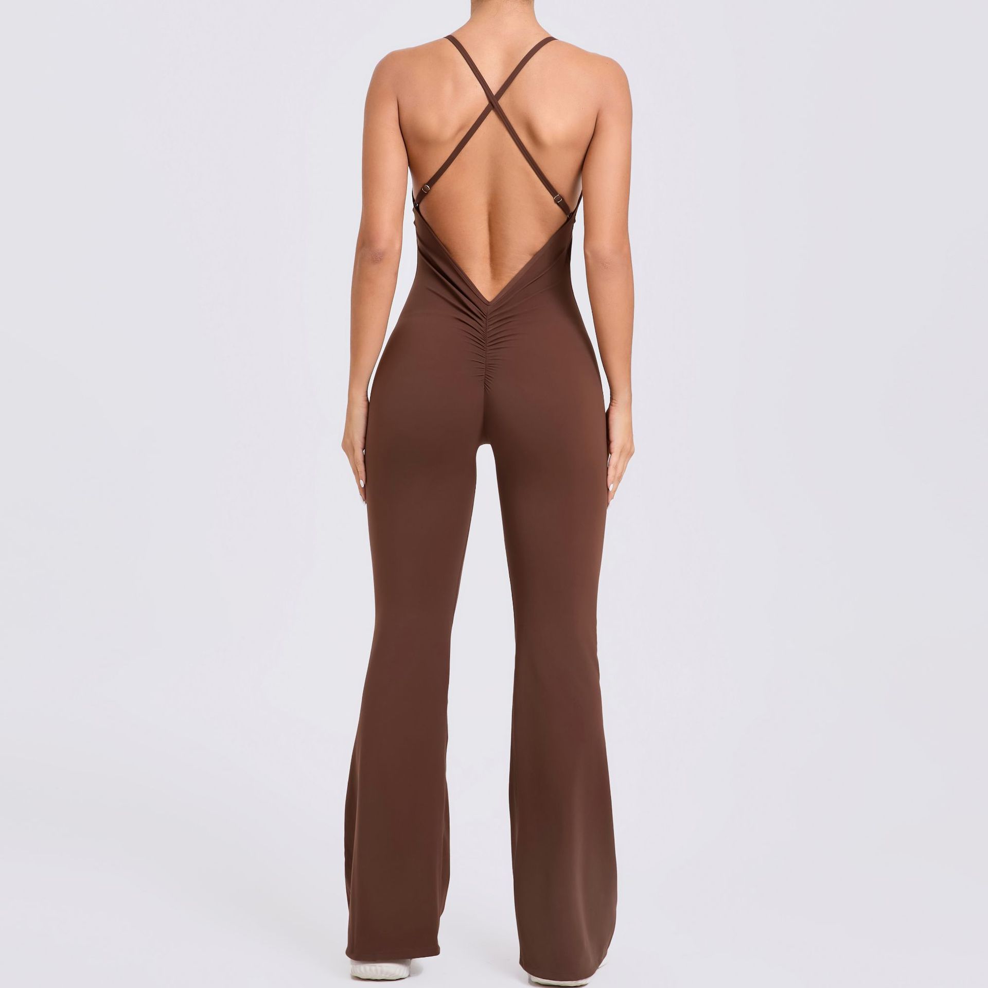 Adjustable Shoulder Straps And Horn Yoga Jumpsuit  QS44081