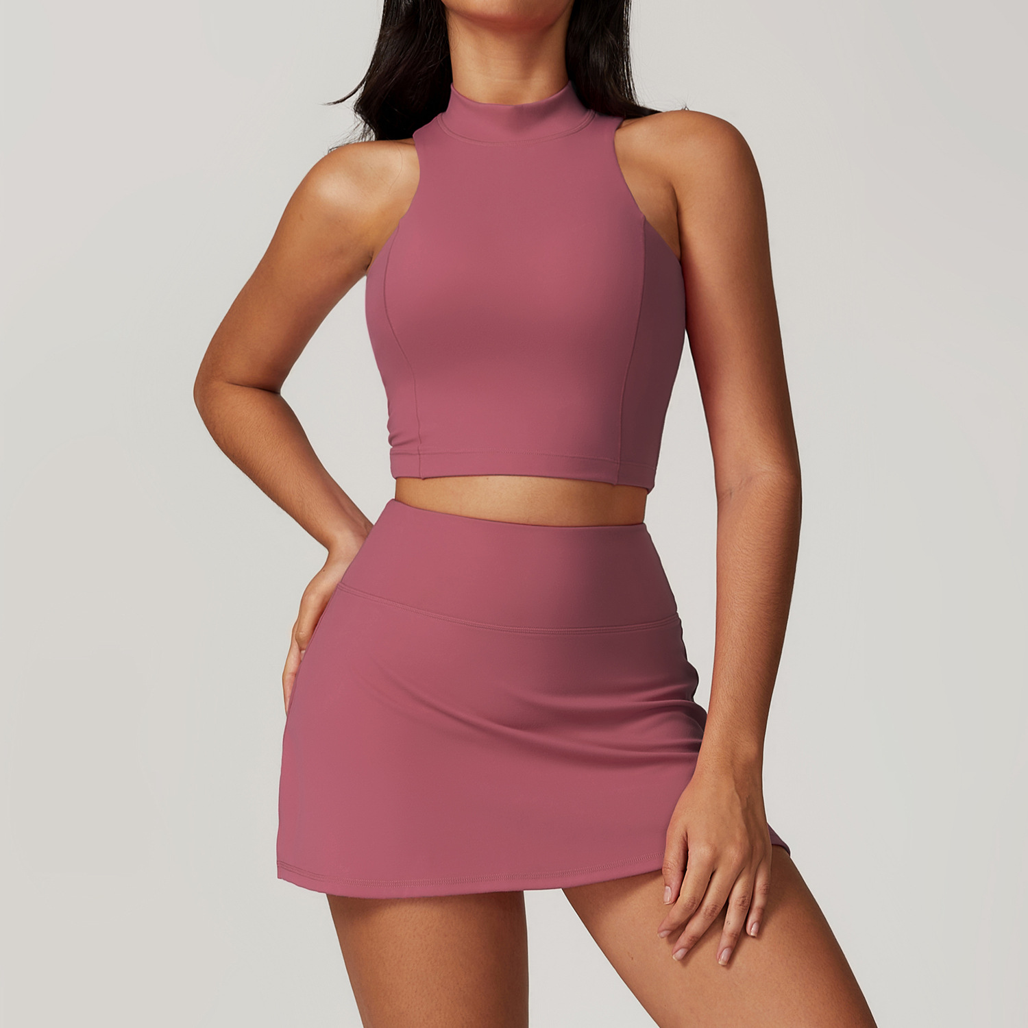 Soft Fabirc Crop Top Tennis Skirt Sets 2 Options 8796