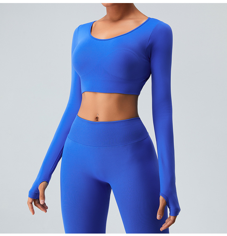 Quick-drying Seamless Long-sleeved Cross Backless Yoga Tops  SYFMS1065