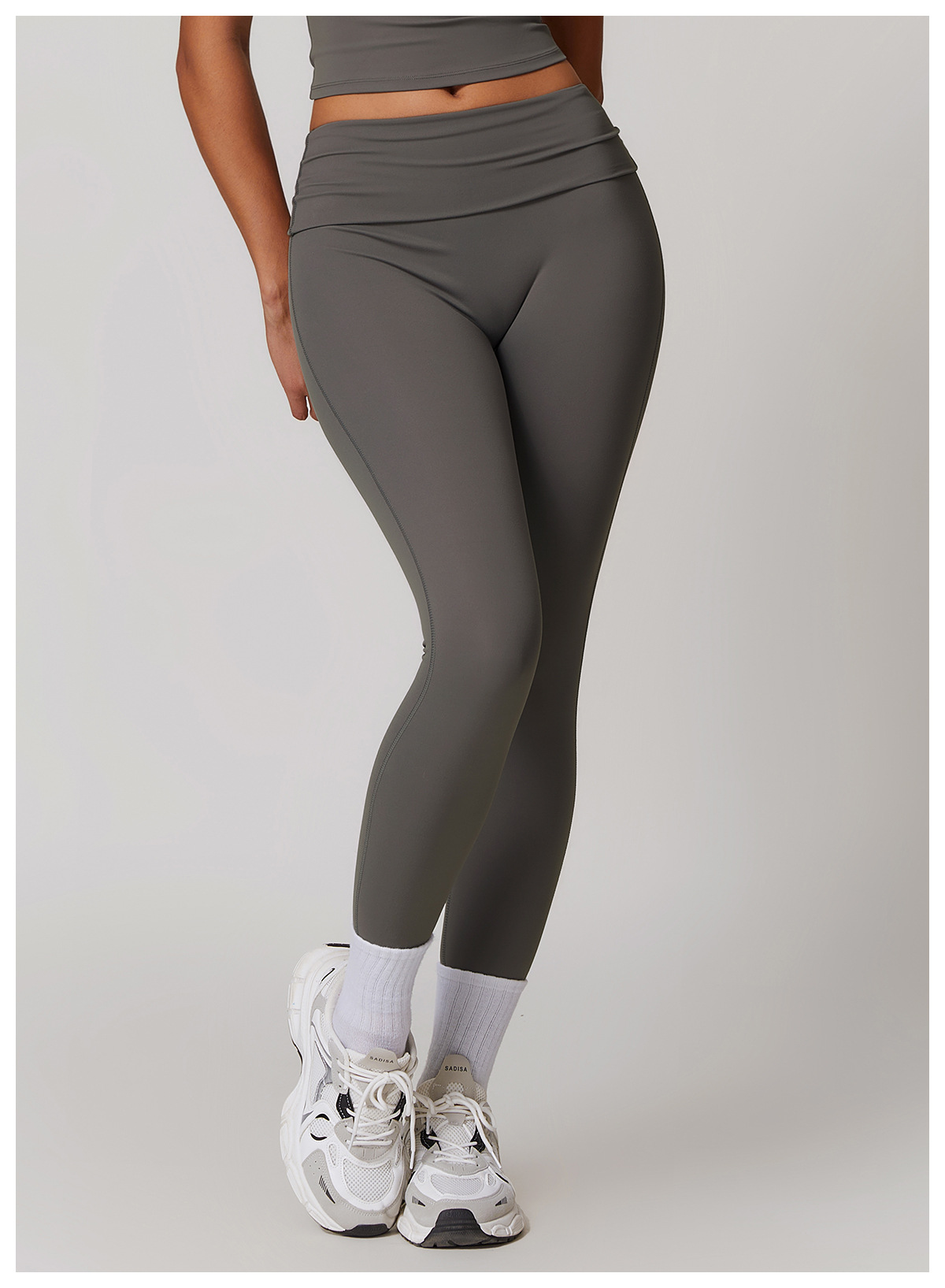 Soft Fabric Folded Waist Yoga Leggings