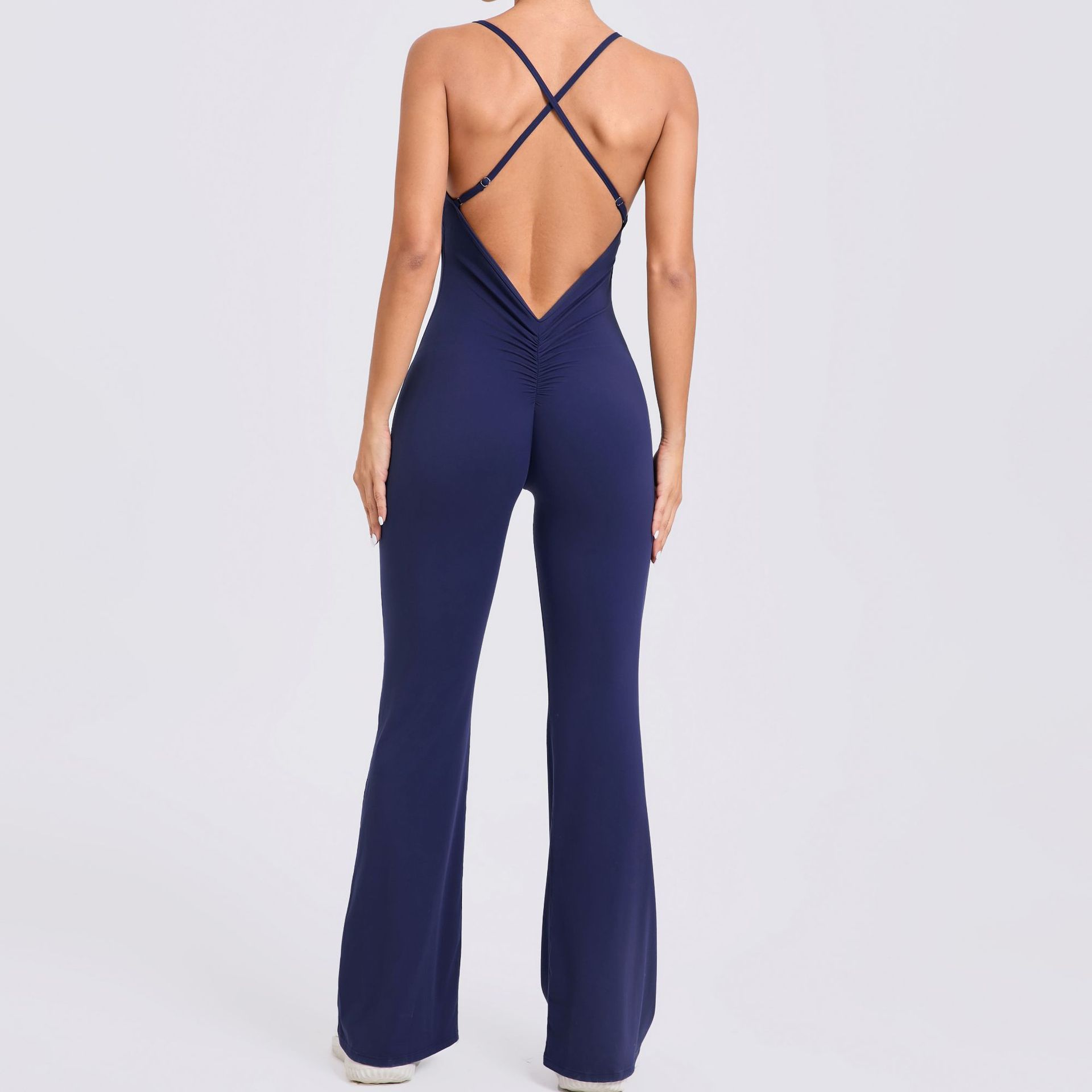 Adjustable Shoulder Straps And Horn Yoga Jumpsuit  QS44081