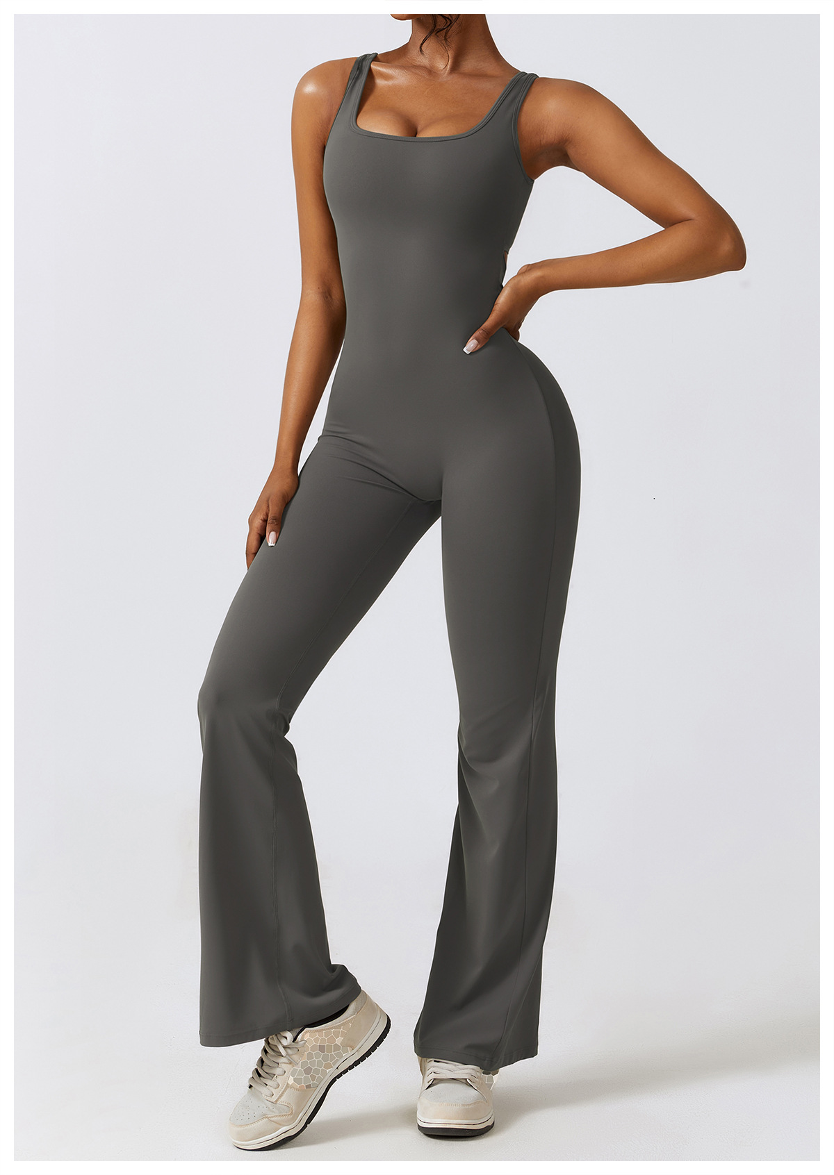 Soft Fabric V Back Scrunch Jumpsuit 8260