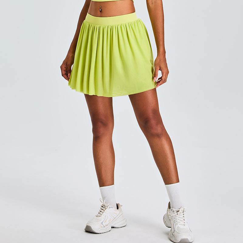 Pleated A-line Tennis Covering Buttocks, Slimming Yoga Skirt  SYFTM0195