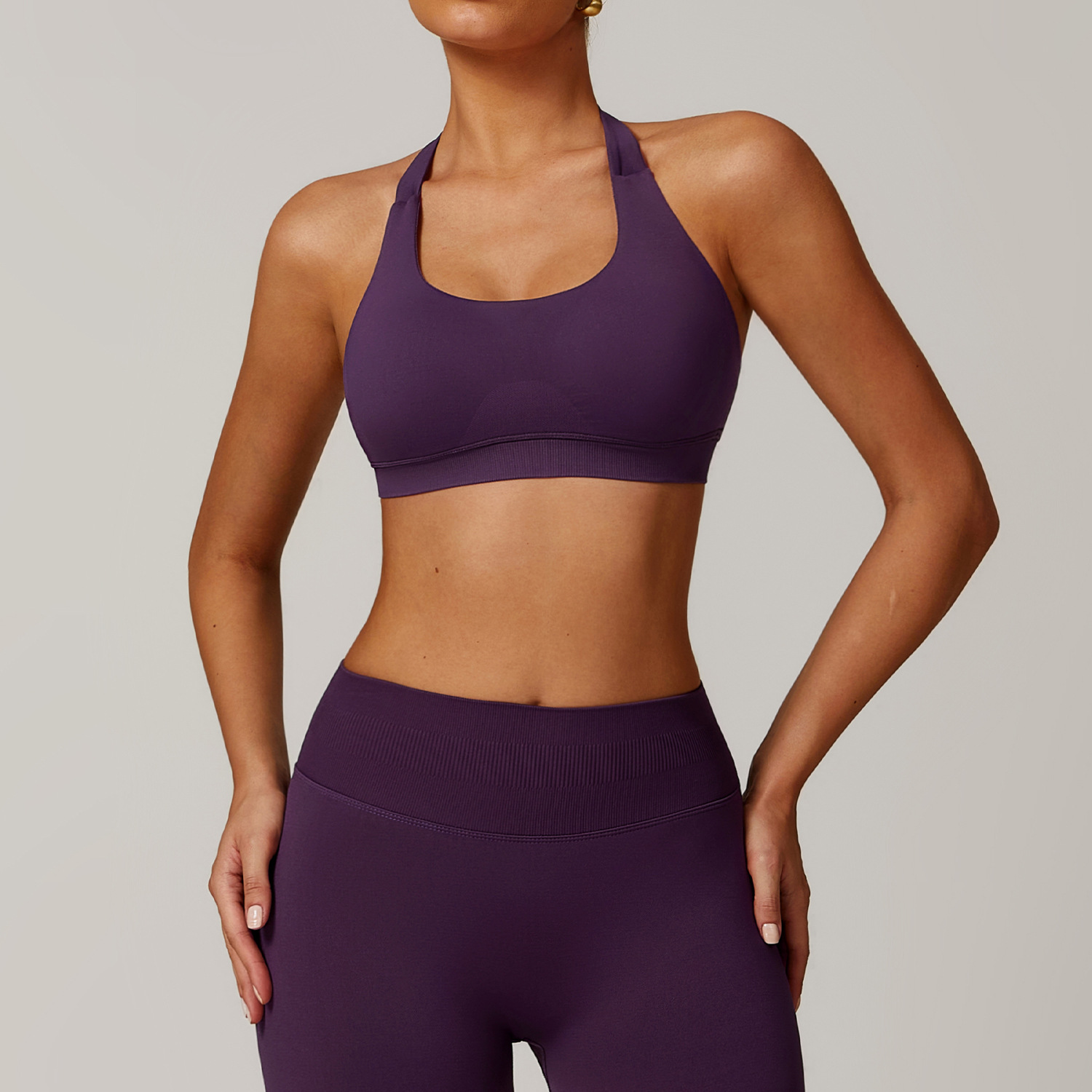 Seamless Halter Backless Yoga Bra 7755