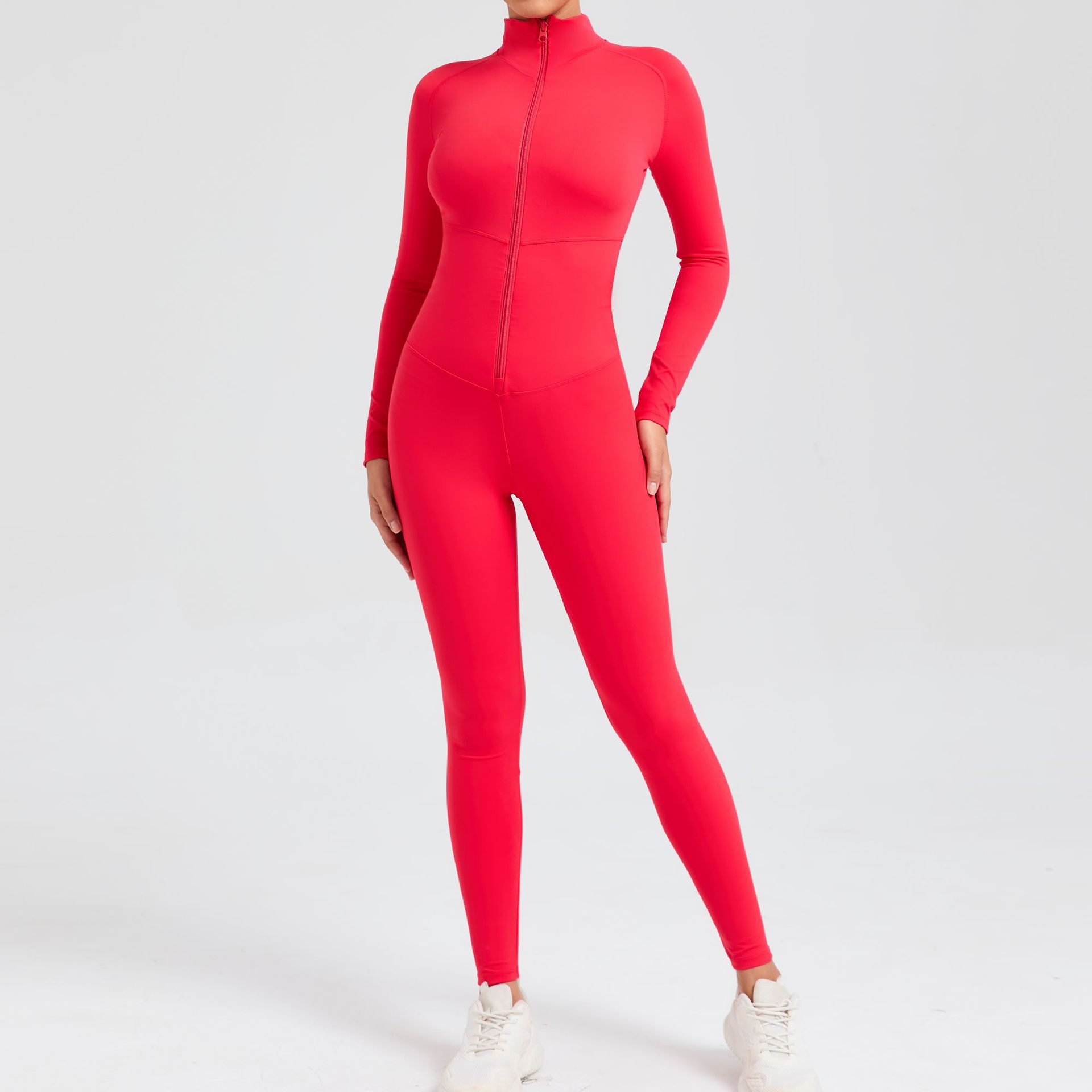 Zipper Long-Sleeved High-Intensity Fitness Sports Jumpsuit  QS10041