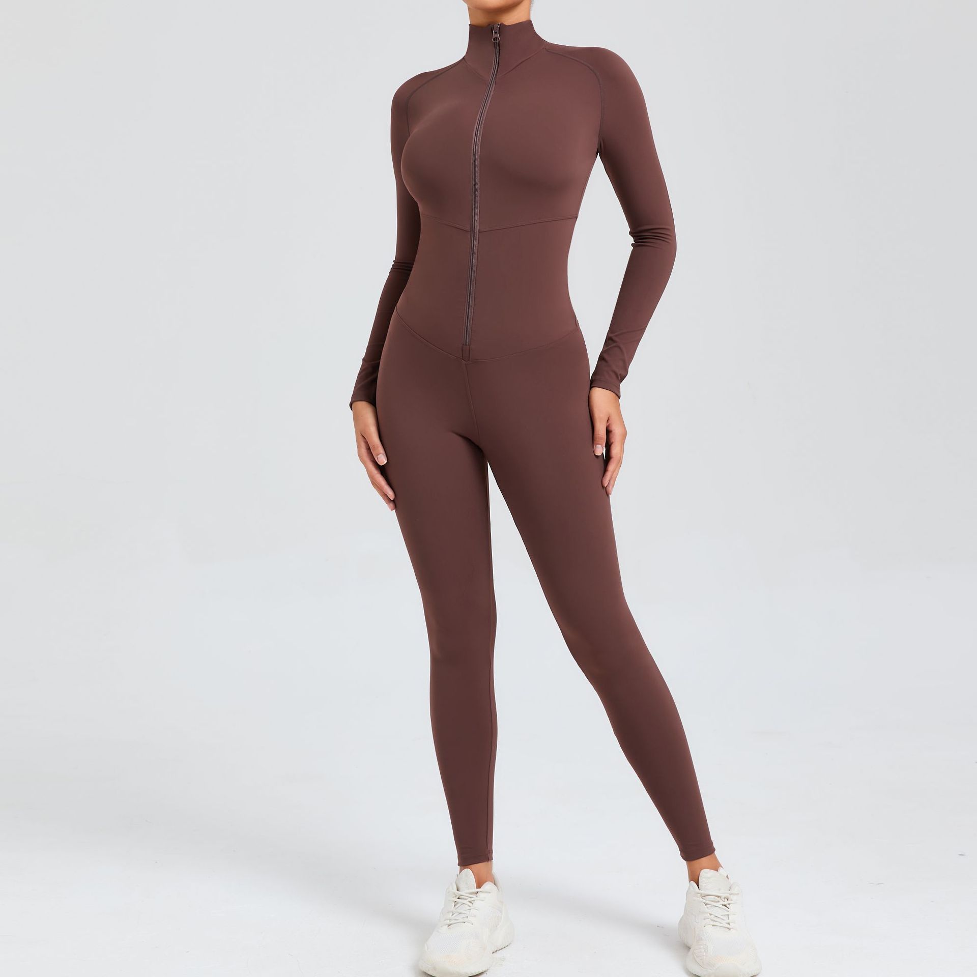 Zipper Long-Sleeved High-Intensity Fitness Sports Jumpsuit  QS10041