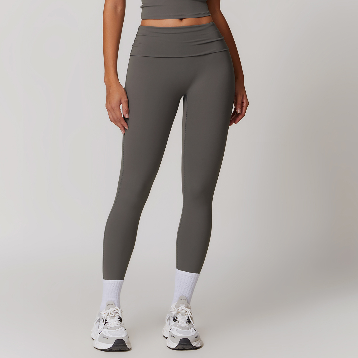 Soft Fabric Folded Waist Yoga Leggings