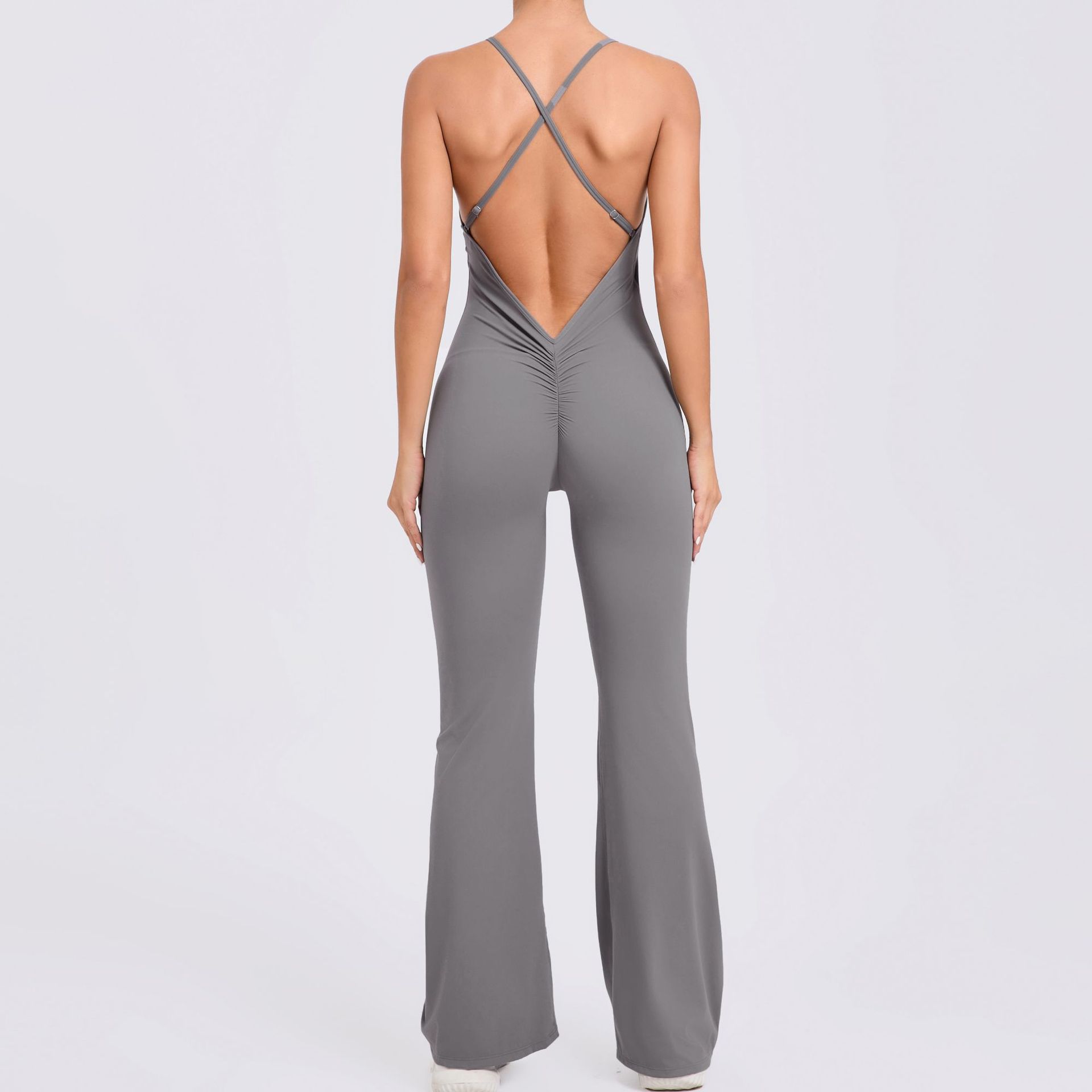 Adjustable Shoulder Straps And Horn Yoga Jumpsuit  QS44081