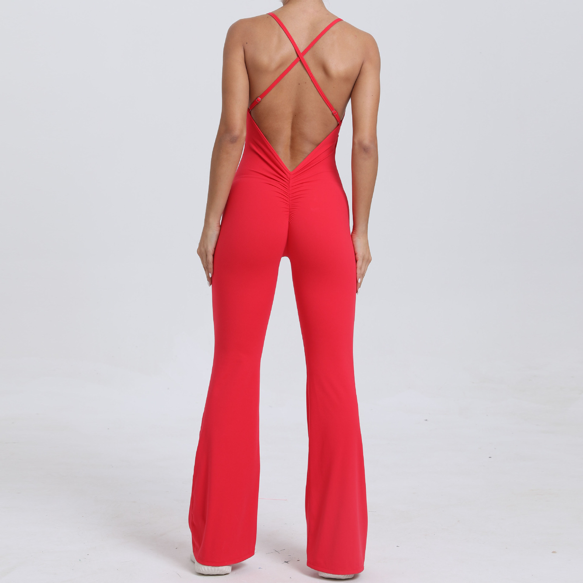 Adjustable Shoulder Straps And Horn Yoga Jumpsuit  QS44081