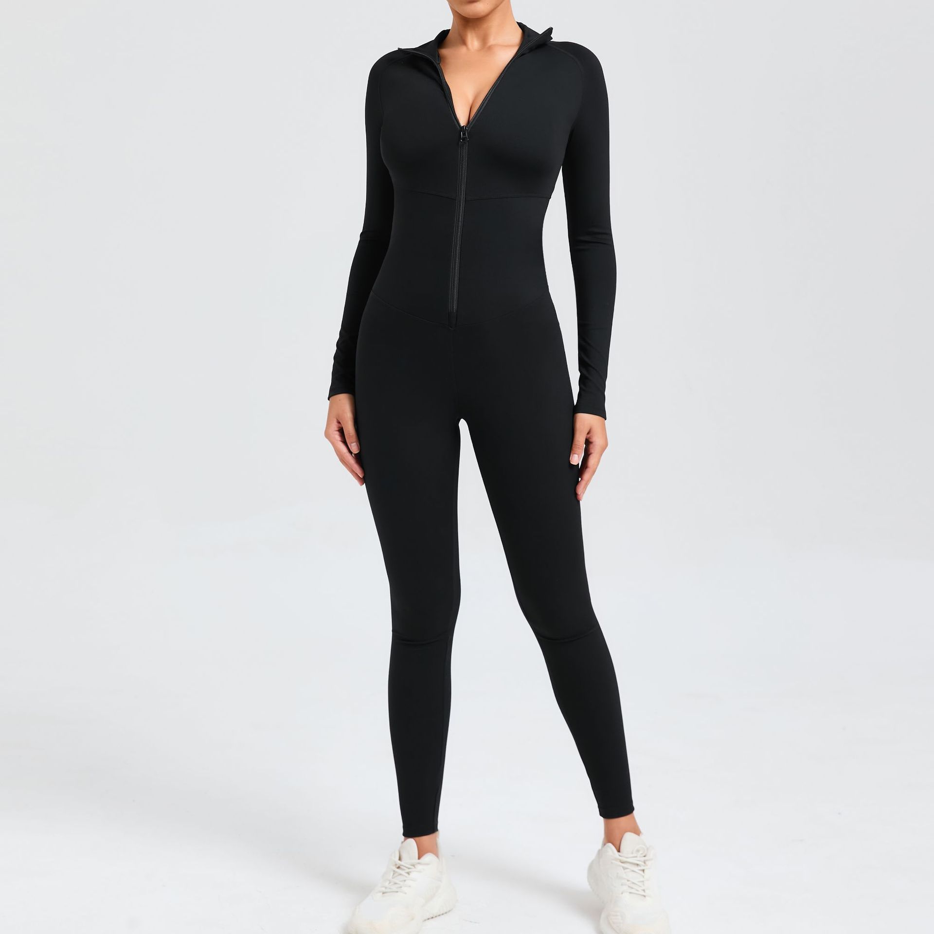 Zipper Long-Sleeved High-Intensity Fitness Sports Jumpsuit  QS10041