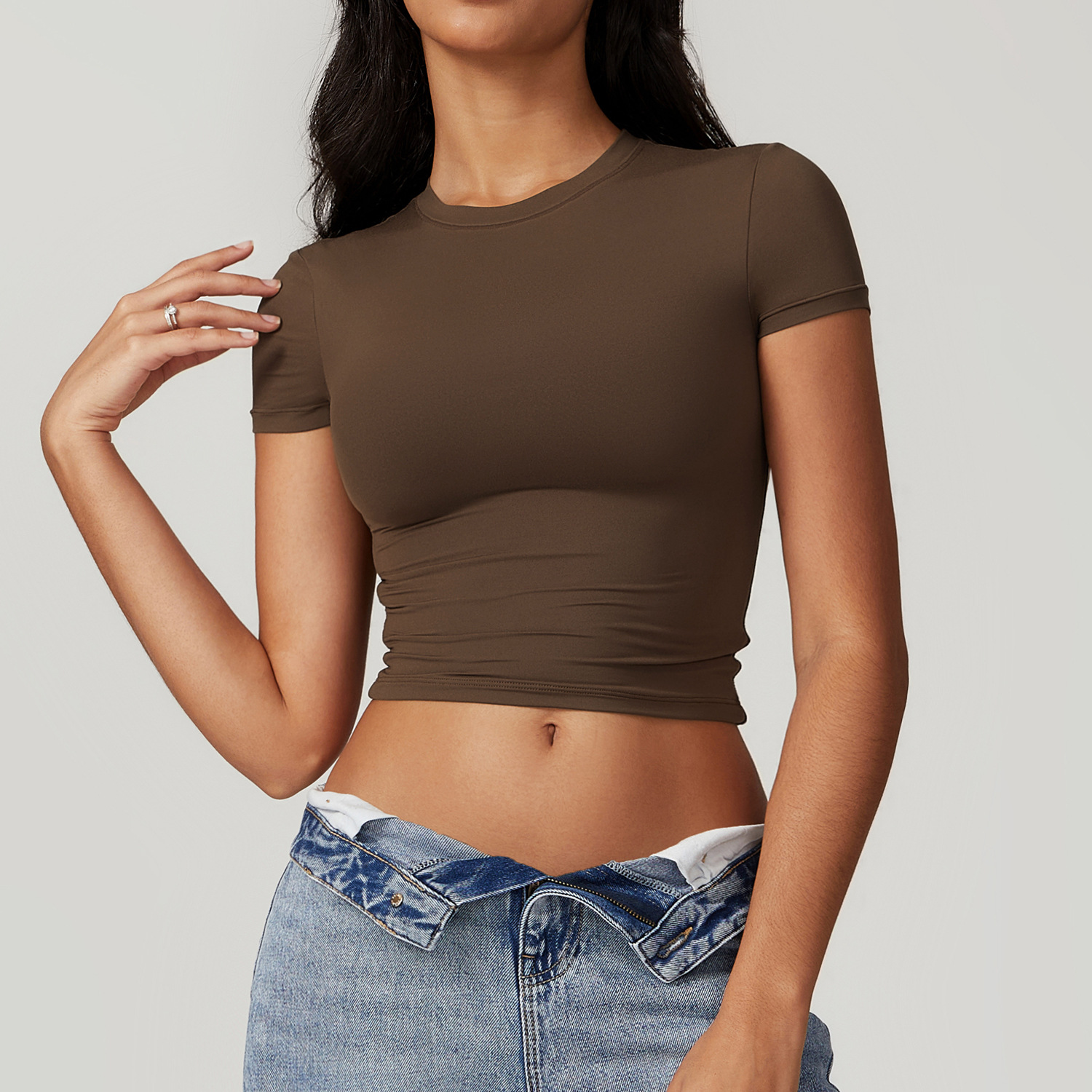 Soft Fabric Silm Crop Top Without Cups 8743