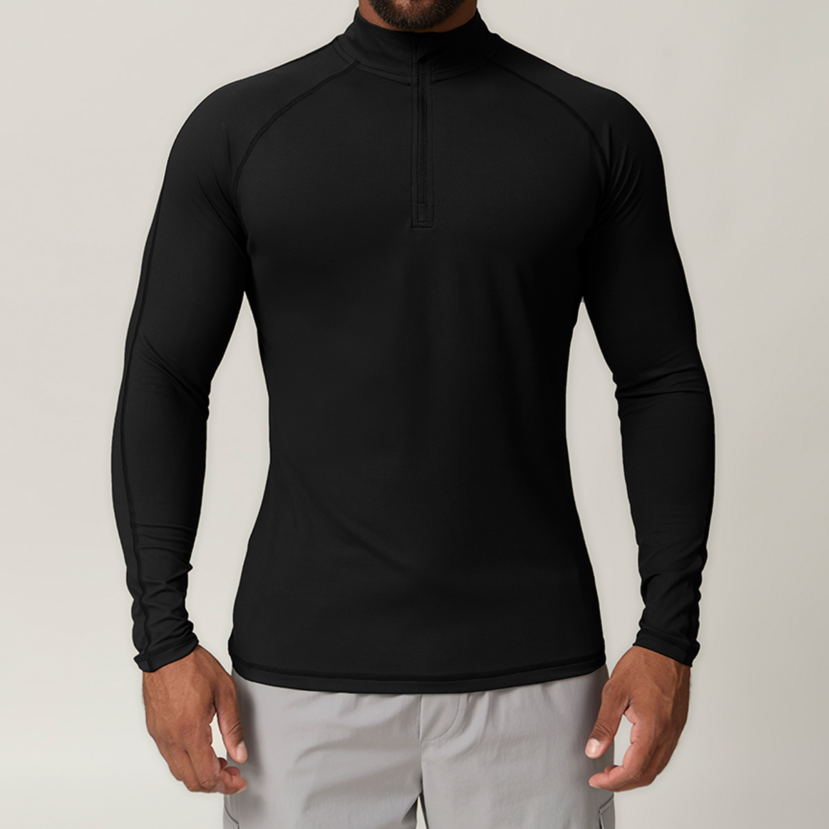 Men Gym Long Sleeve Shirt With Half Zipper  DCX1041