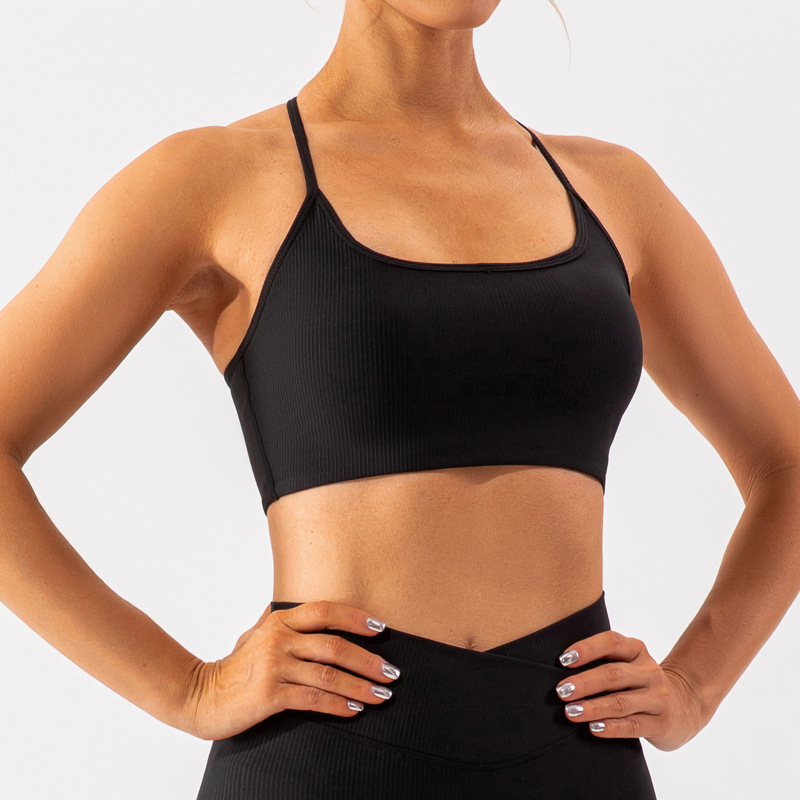 Ribbed Solid Color Soft Material Yoga Bra YW408