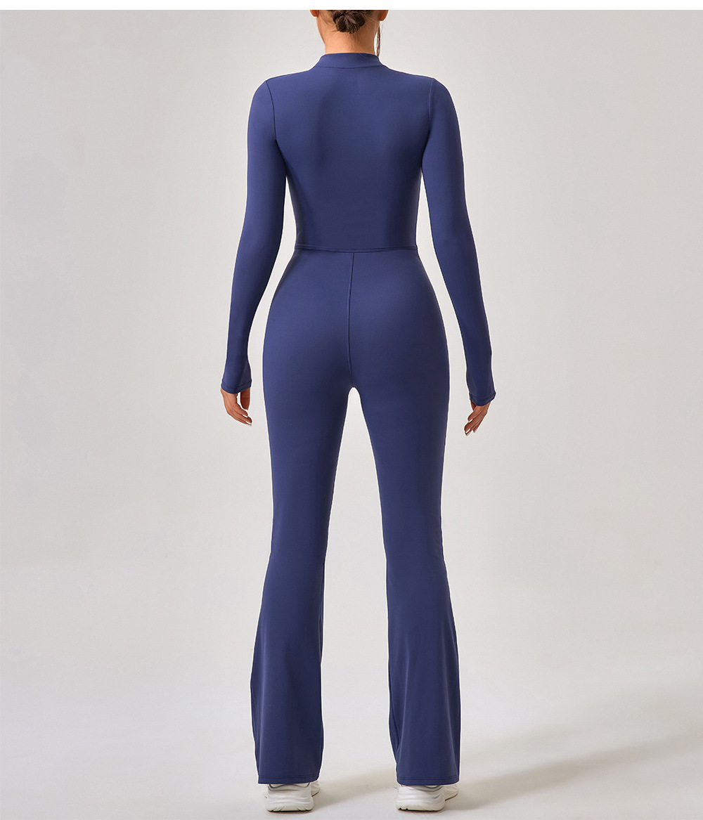 Zipper Long Sleeve One-piece Flared Jumpsuits YW1013L