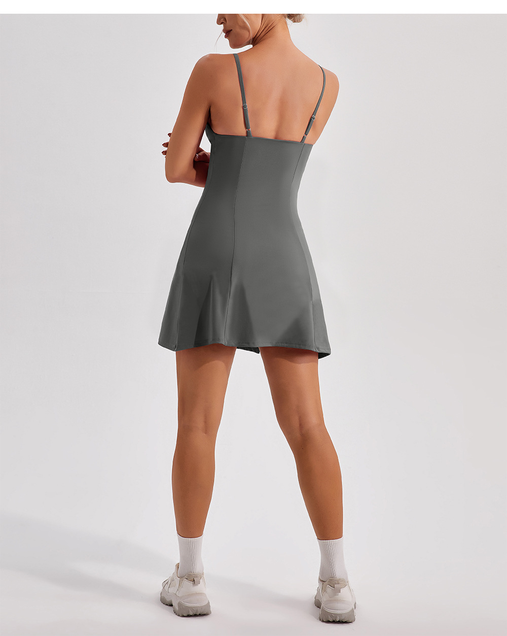 Sexy Adjustable Strapes Solid Color Yoga Tennis Dress YW995L