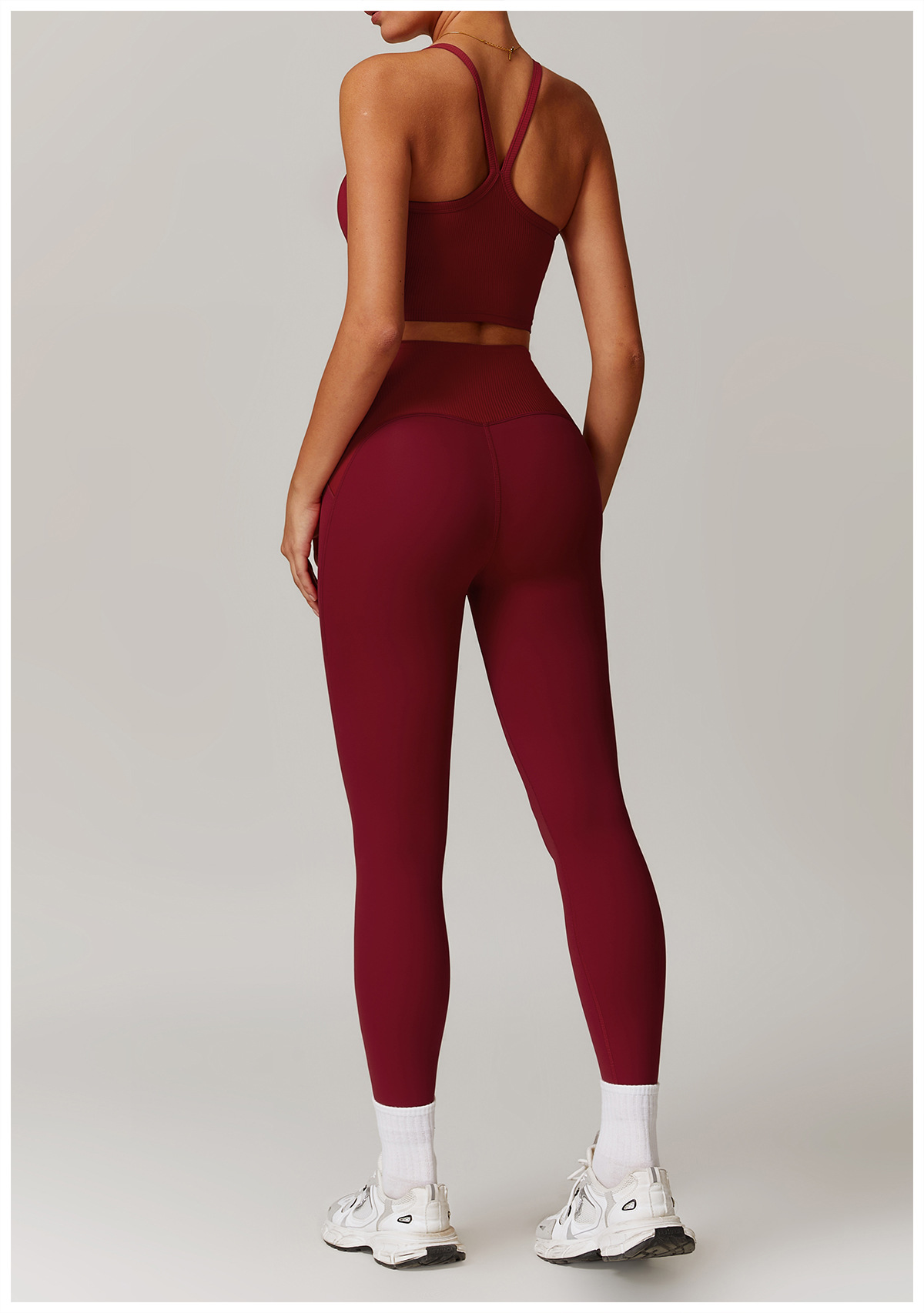 Soft Fabirc Ribbed Patchwork Yoga Leggings 8889