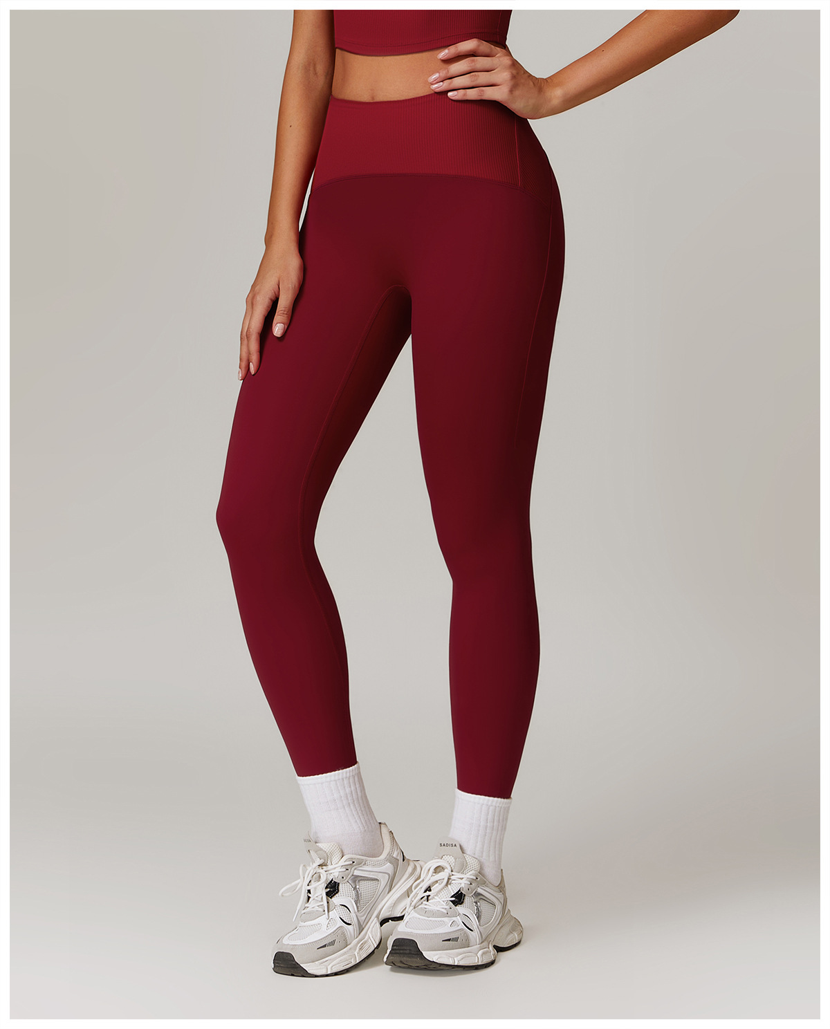 Soft Fabirc Ribbed Patchwork Yoga Leggings 8889