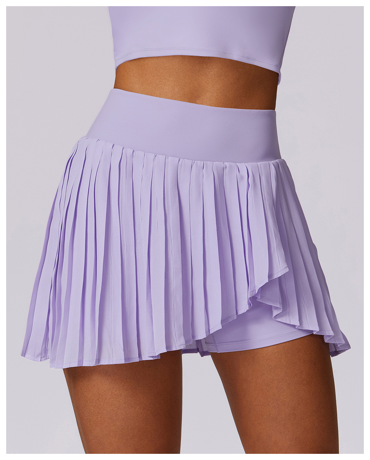 Soft Fabric Mock Two Pieces Pleated Tennis Skirt 8600