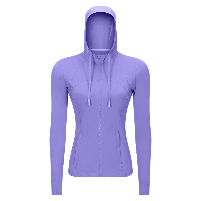 Hooded Jacket Slim Slim Stretch Yoga Long Sleeve Coats S2088