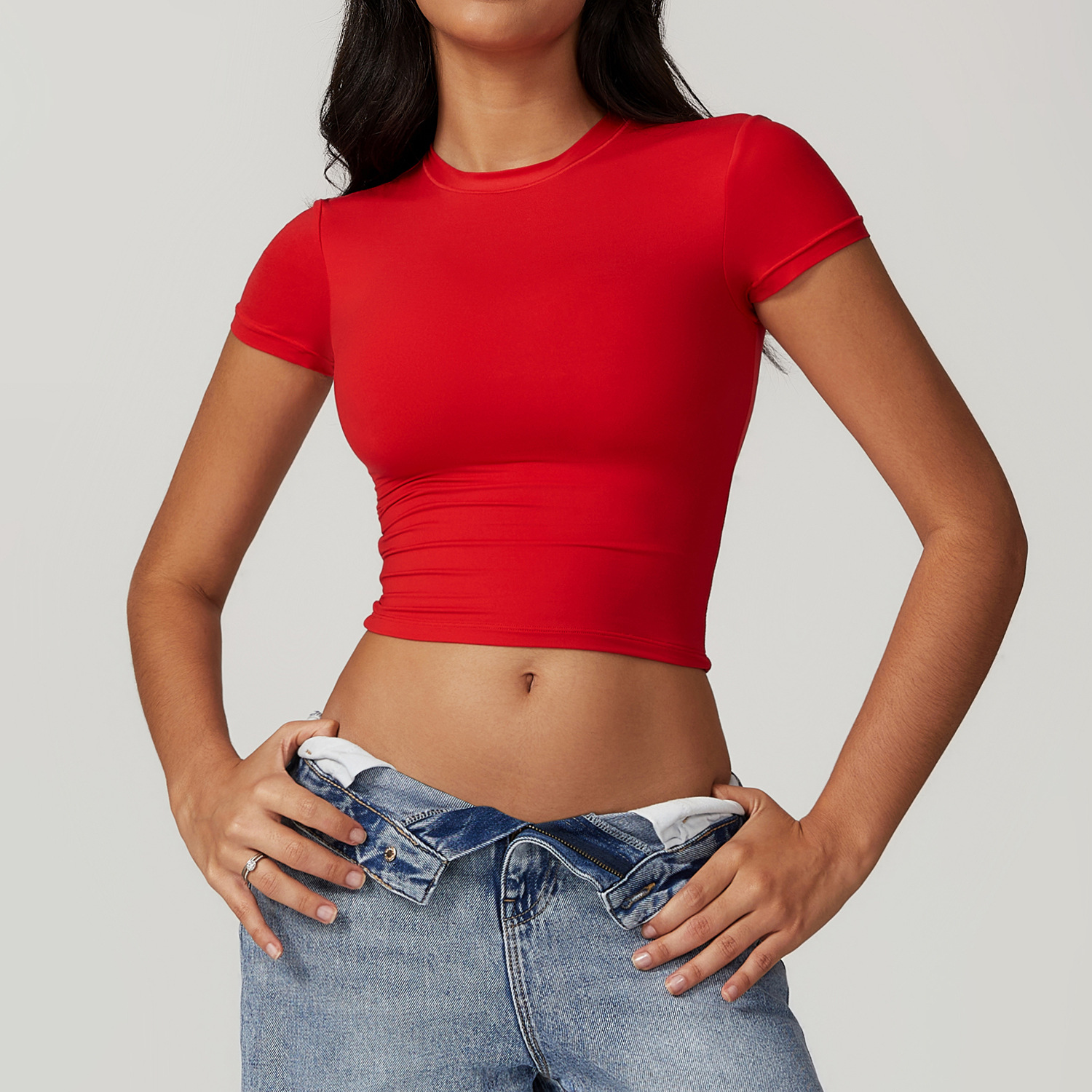 Soft Fabric Silm Crop Top Without Cups 8743