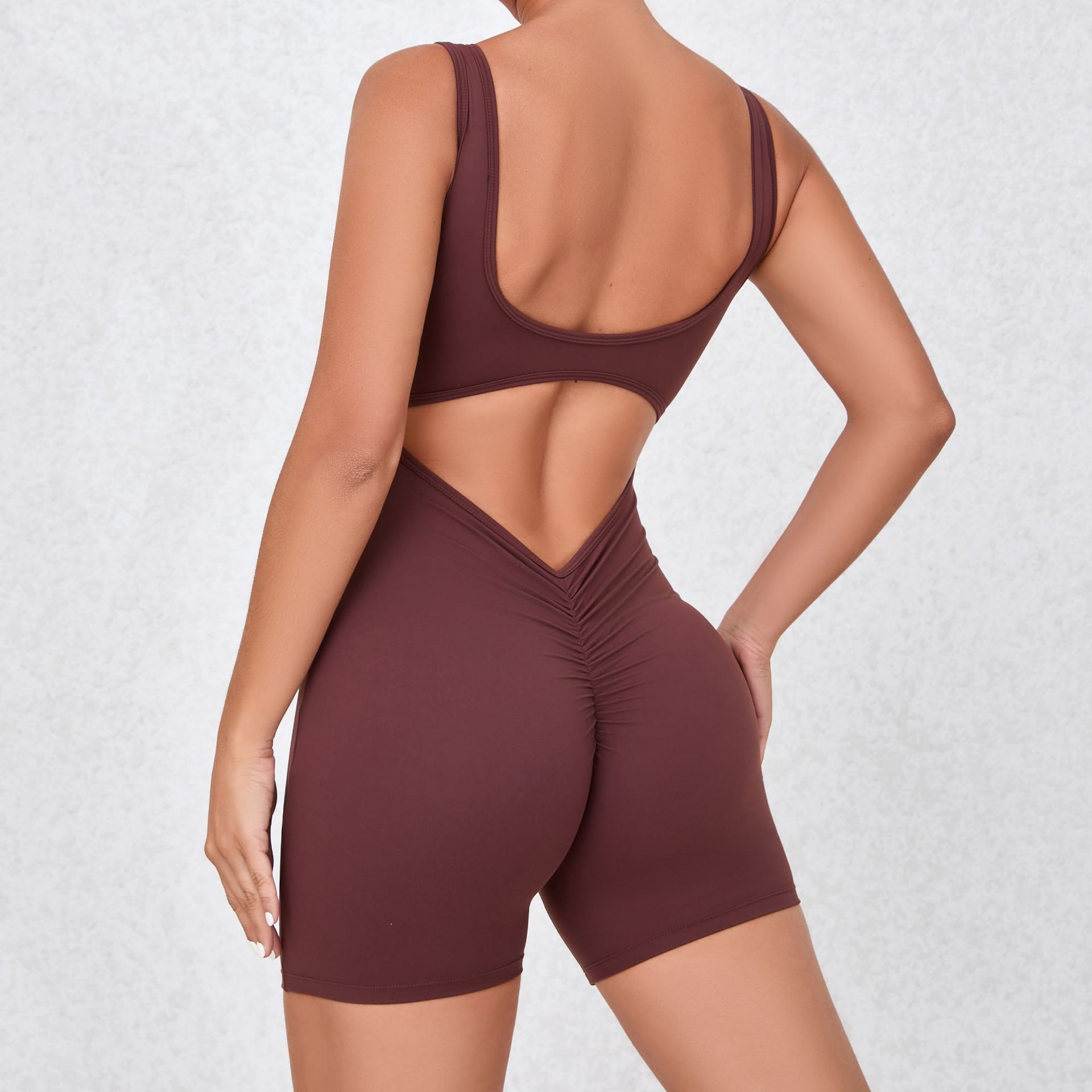 Quick-drying One-piece V-shaped Back Waist Yoga Suit QS4608