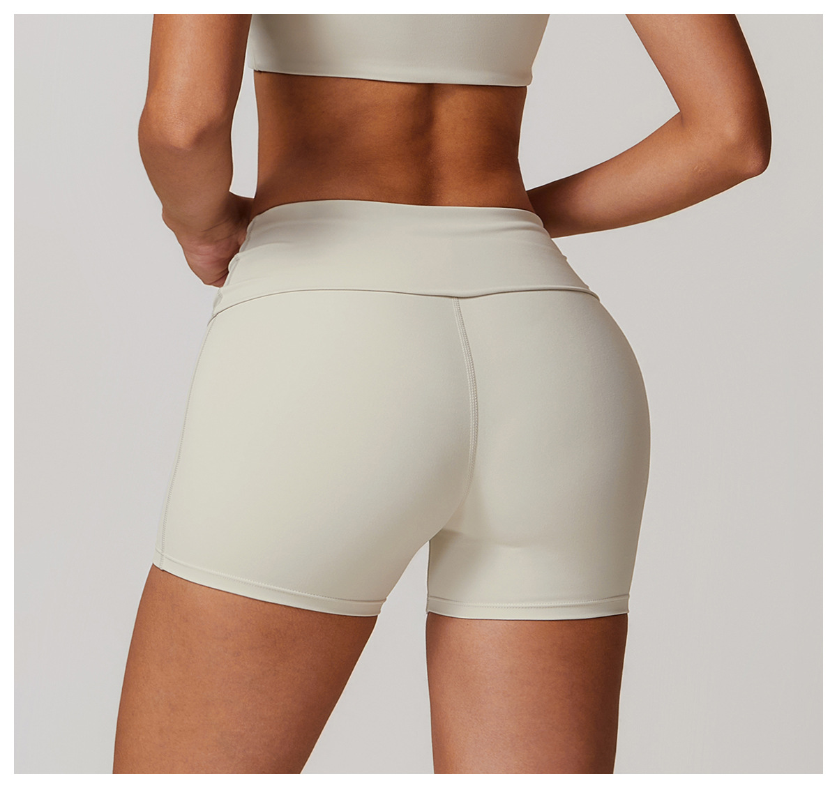 Soft Fabric Folded Waist Yoga Shorts