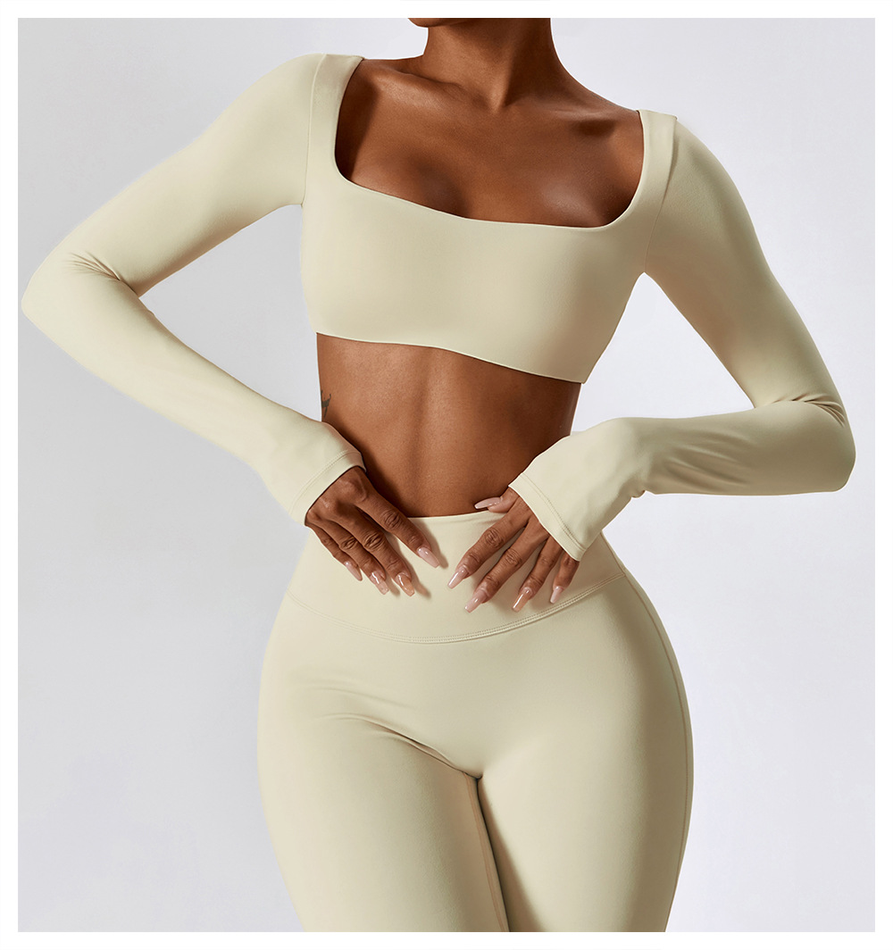 Soft Fabric Long Sleeves Crop Yoga Top 8232