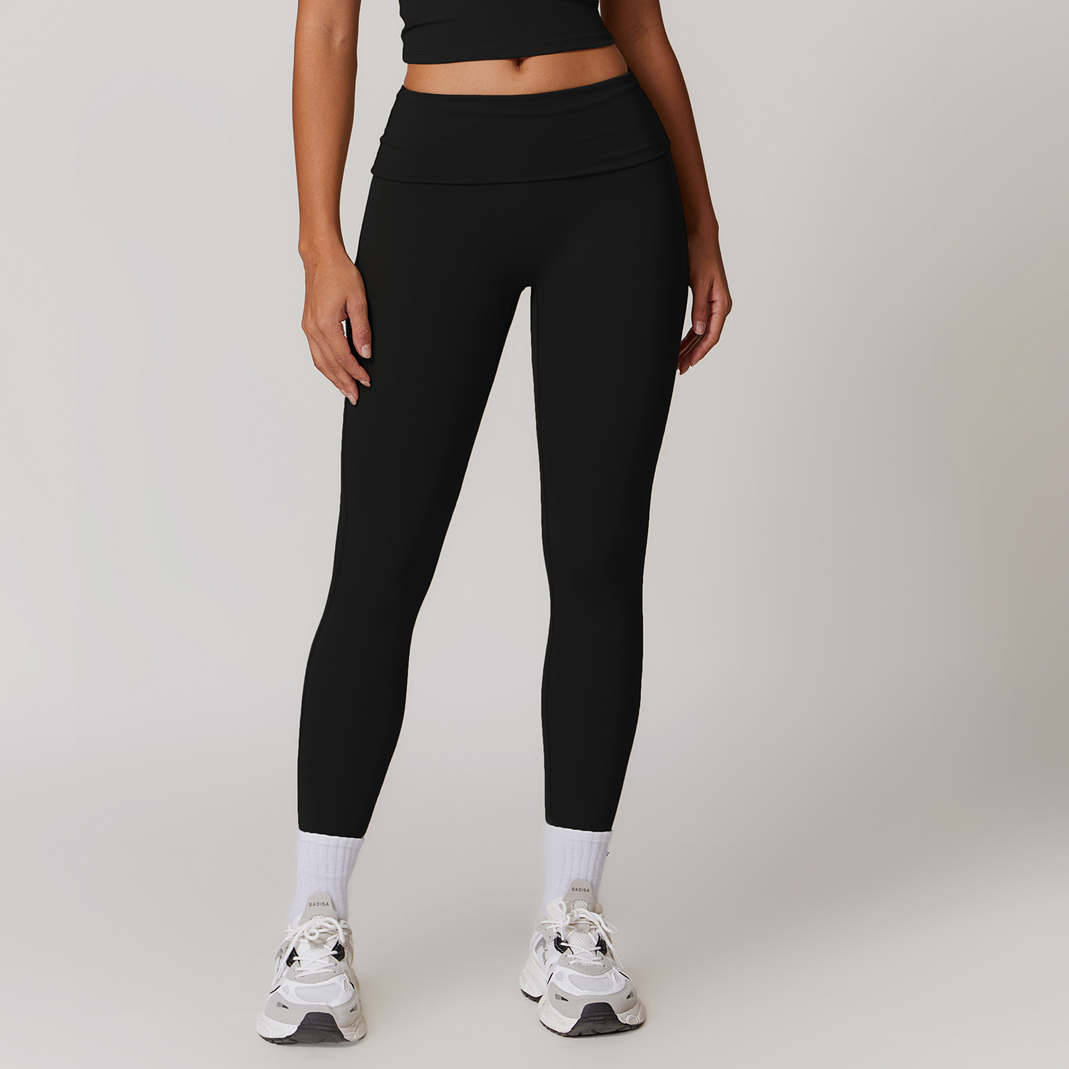 Soft Fabric Folded Waist Yoga Leggings