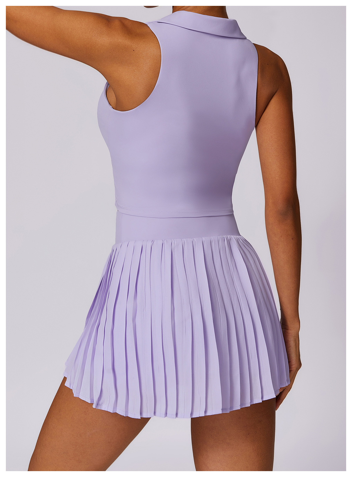 Soft Fabric Polo Collar Sleeveless Tennis Top 8600