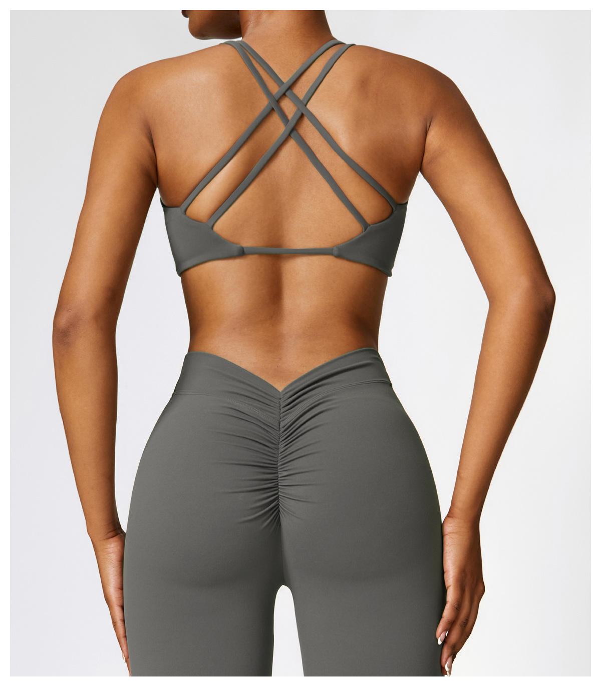 Soft Fabric Twist Front Cross Back Backless Yoga Bra 8449