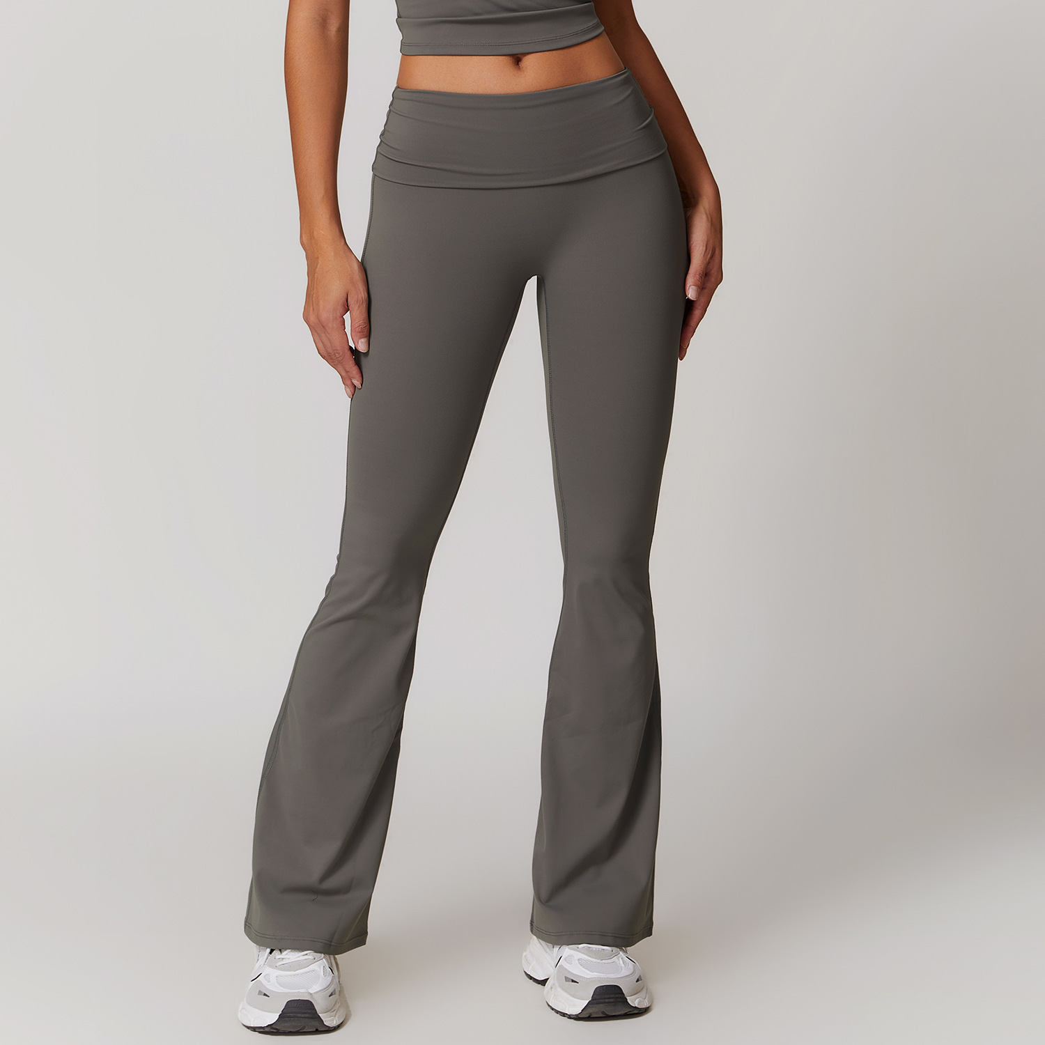 Soft Fabric Folded Waist Flare Yoga Leggings