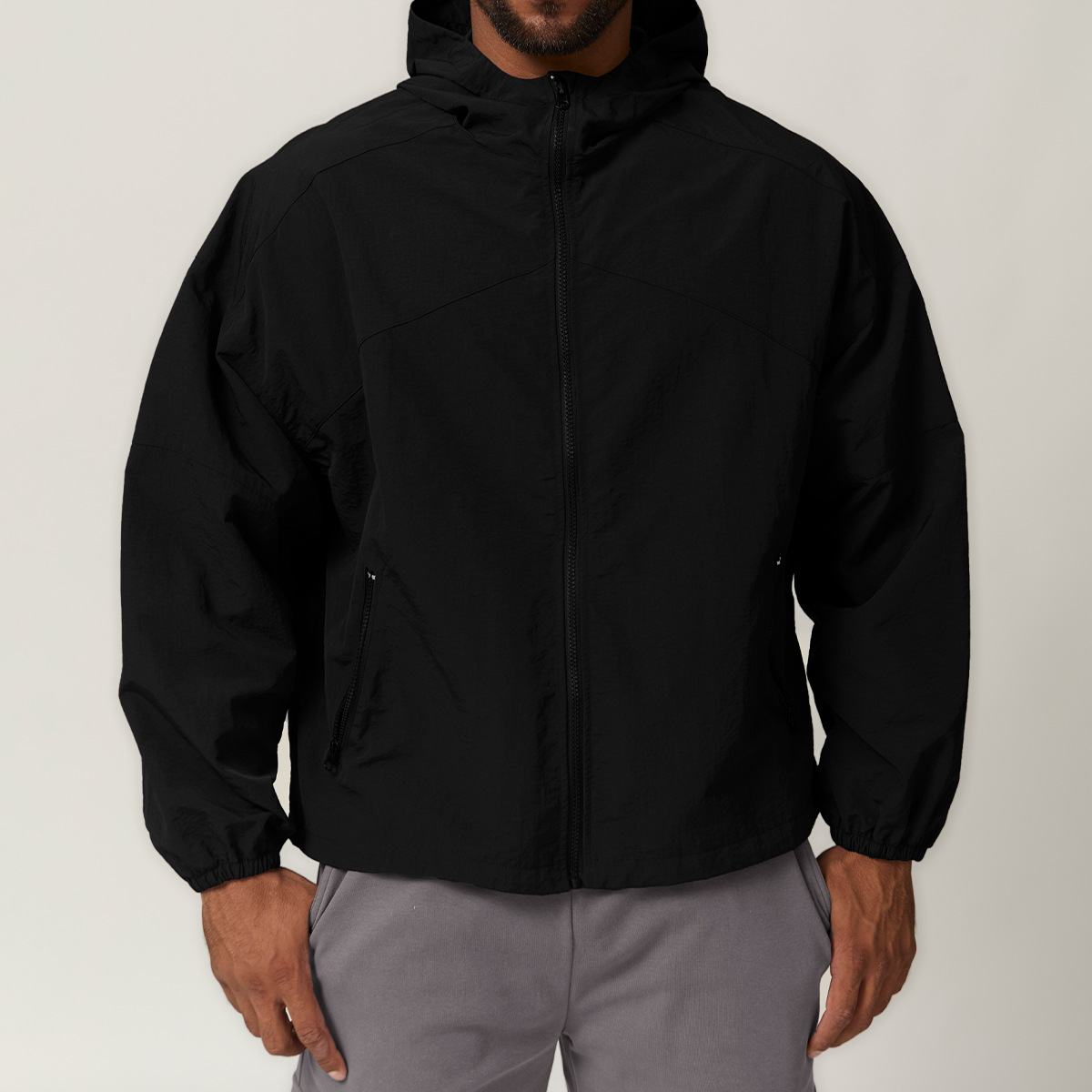 Men Solid Color Waterproof Sports Zipper Jacket With Pocket  DWT1024