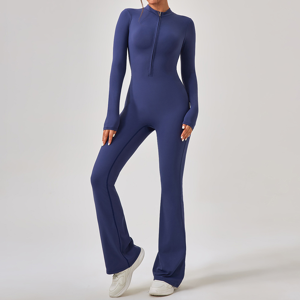 Zipper Long Sleeve One-piece Flared Jumpsuits YW1013L