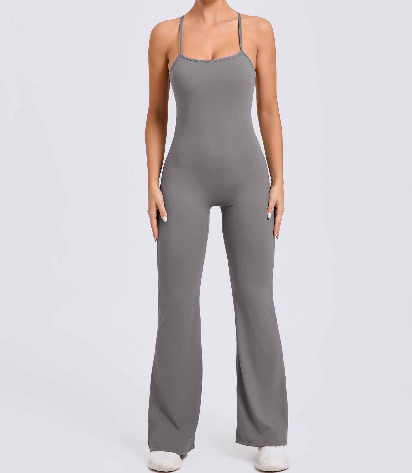 Adjustable Shoulder Straps And Horn Yoga Jumpsuit  QS44081