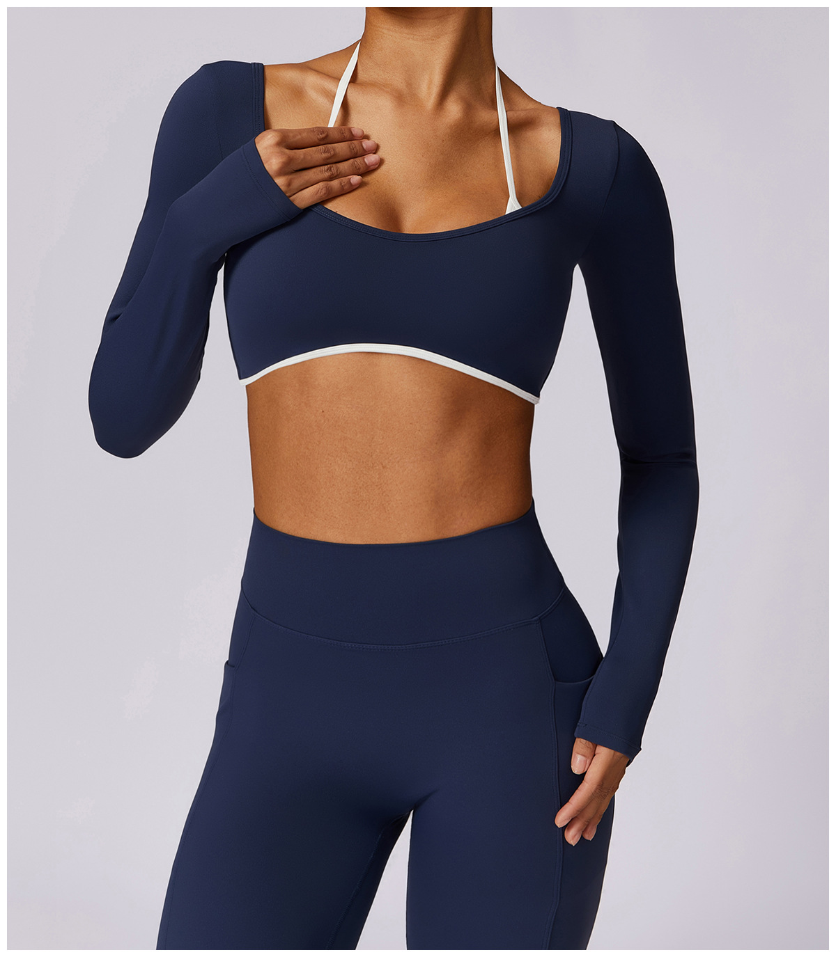 Soft Fabric Backless Two Pieces Yoga Sets 8605