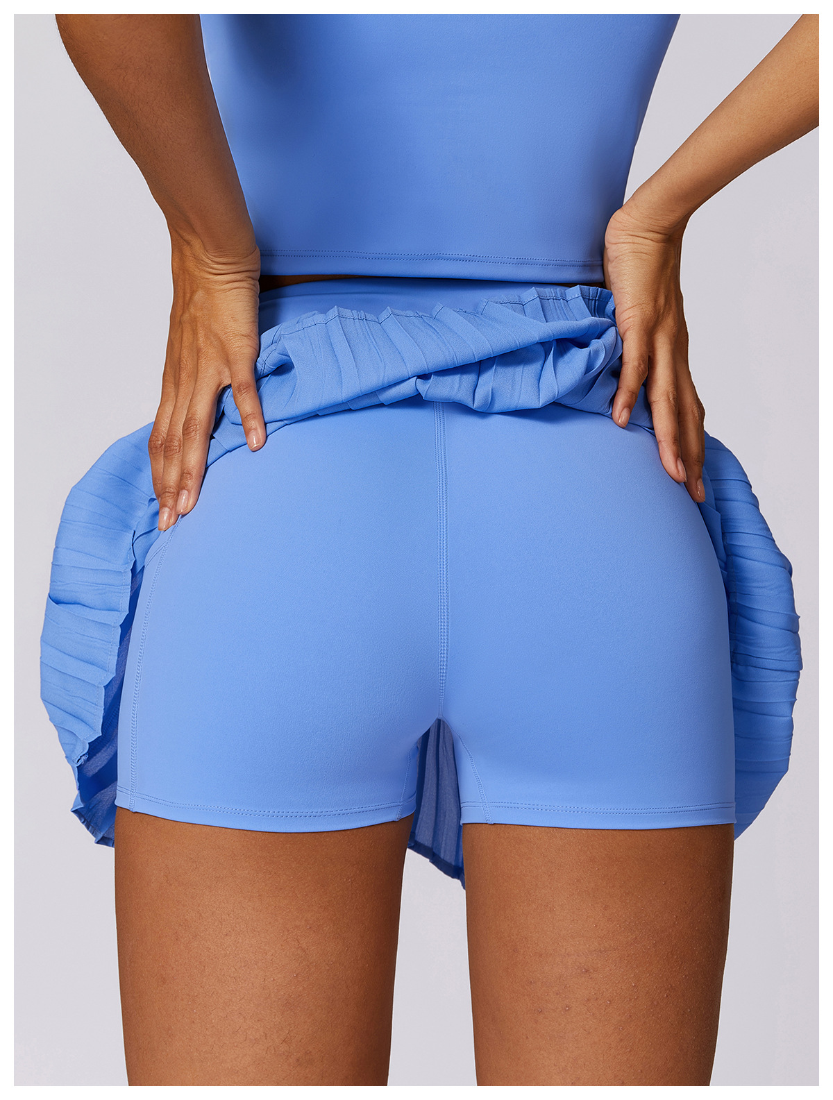 Soft Fabric Mock Two Pieces Pleated Tennis Skirt 8600