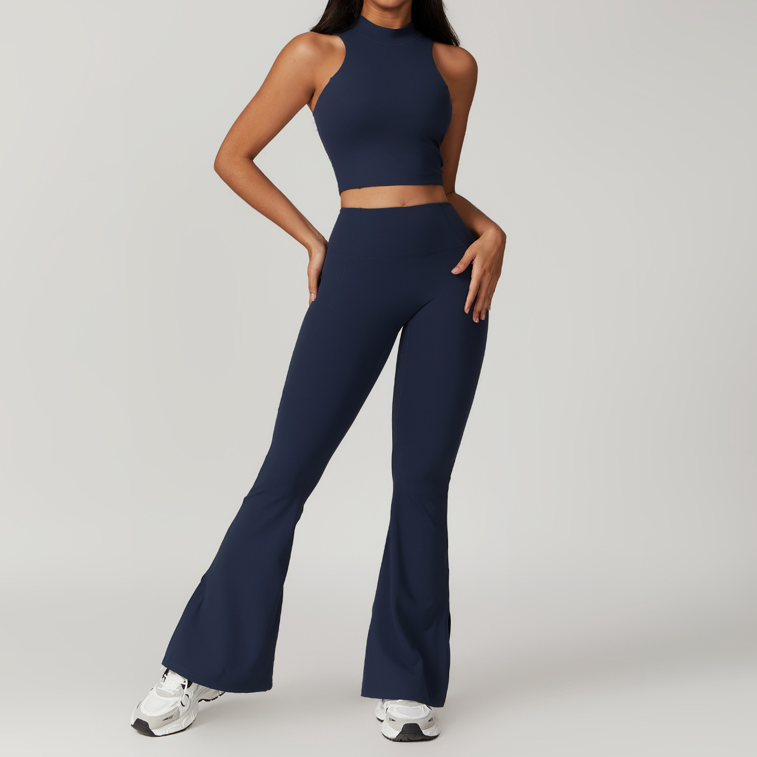 Soft Fabirc Crop Top Flare Yoga Sets 3 Options 8796