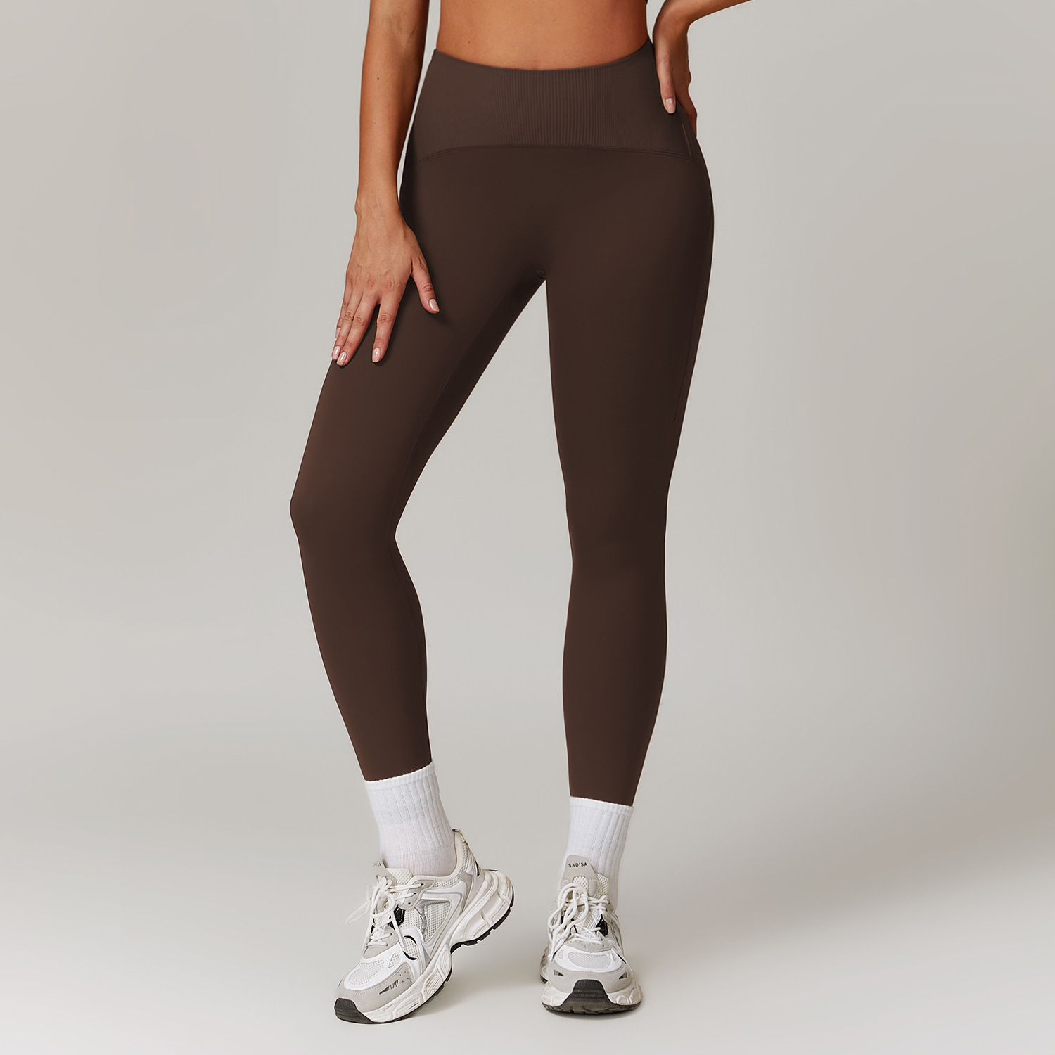 Soft Fabirc Ribbed Patchwork Yoga Leggings 8889