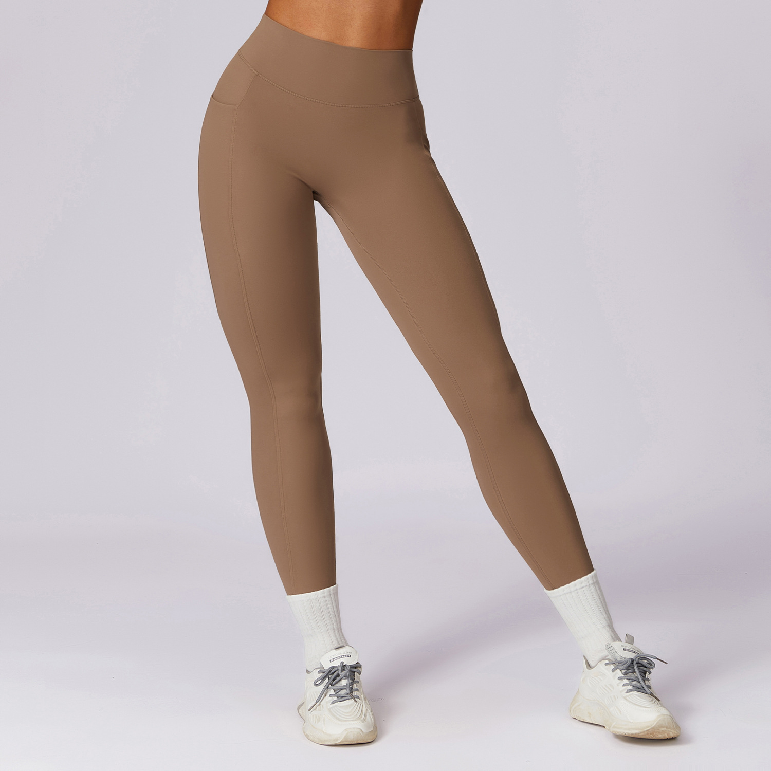 Soft Fabric Scrunch Yoga Leggings With Side Pockets 8524