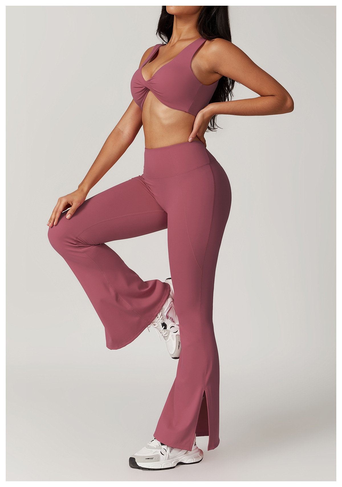 Soft Fabirc Crop Top Flare Yoga Sets 3 Options 8796