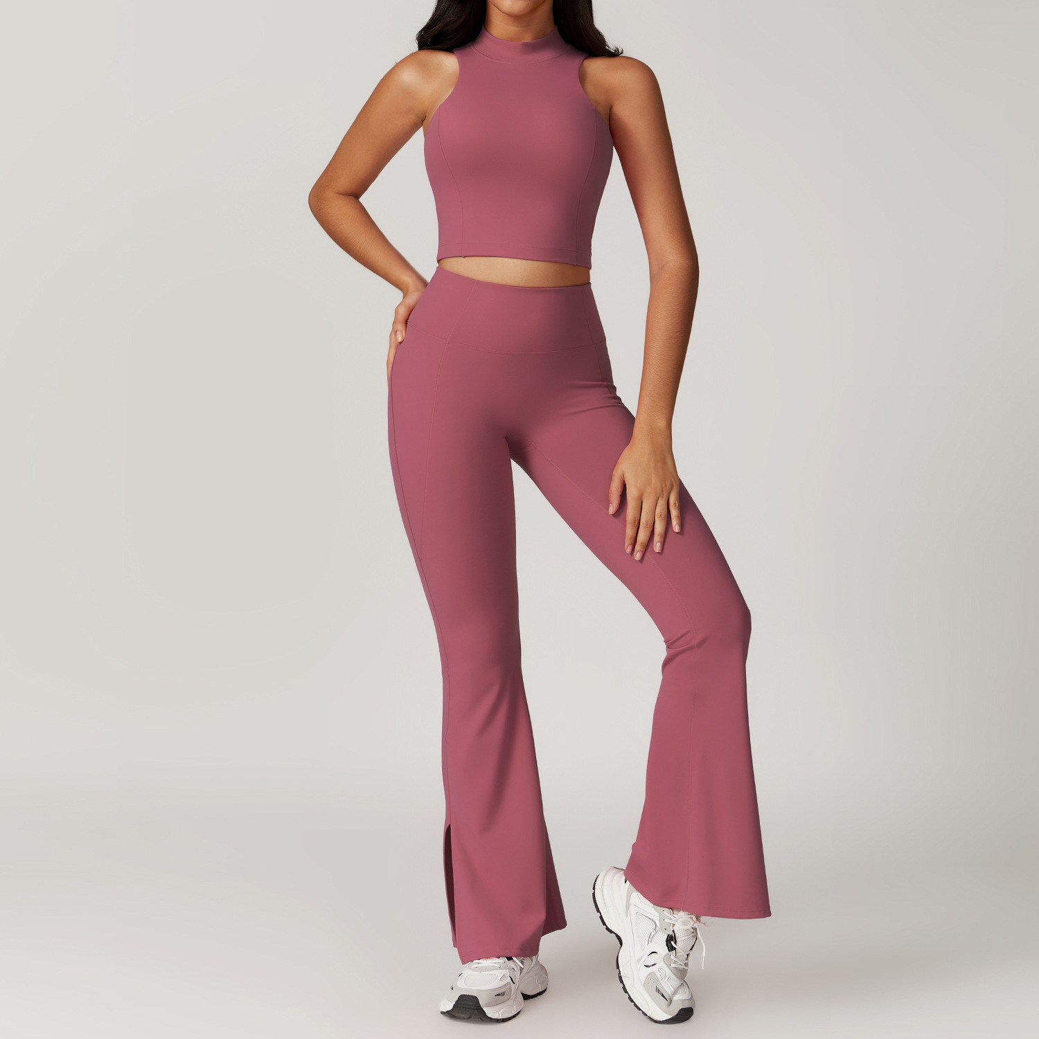 Soft Fabirc Crop Top Flare Yoga Sets 3 Options 8796